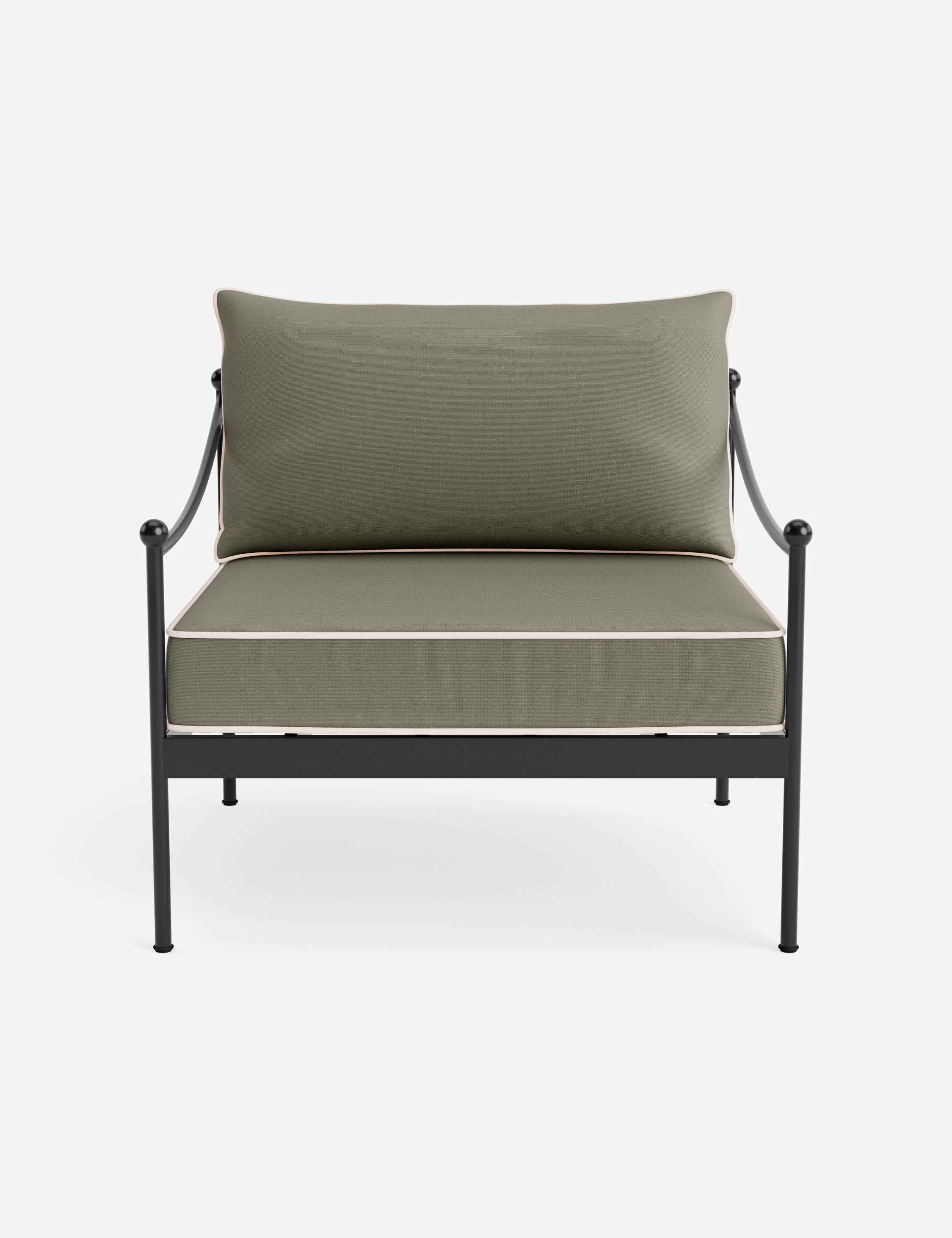 Lira Outdoor Accent Chair | Black Metal Frame, Chic Cushions
