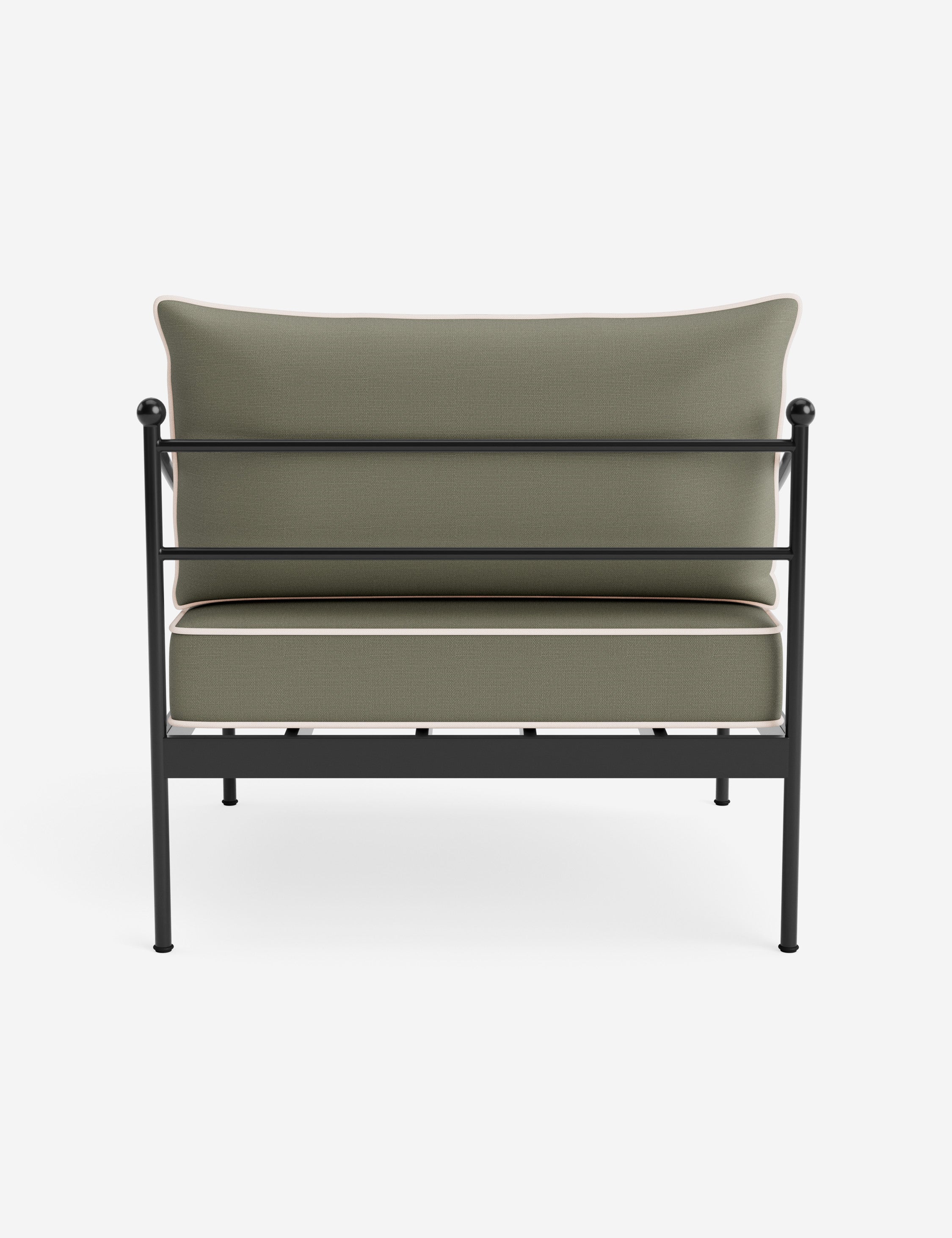 Lira Outdoor Accent Chair | Black Metal Frame, Chic Cushions