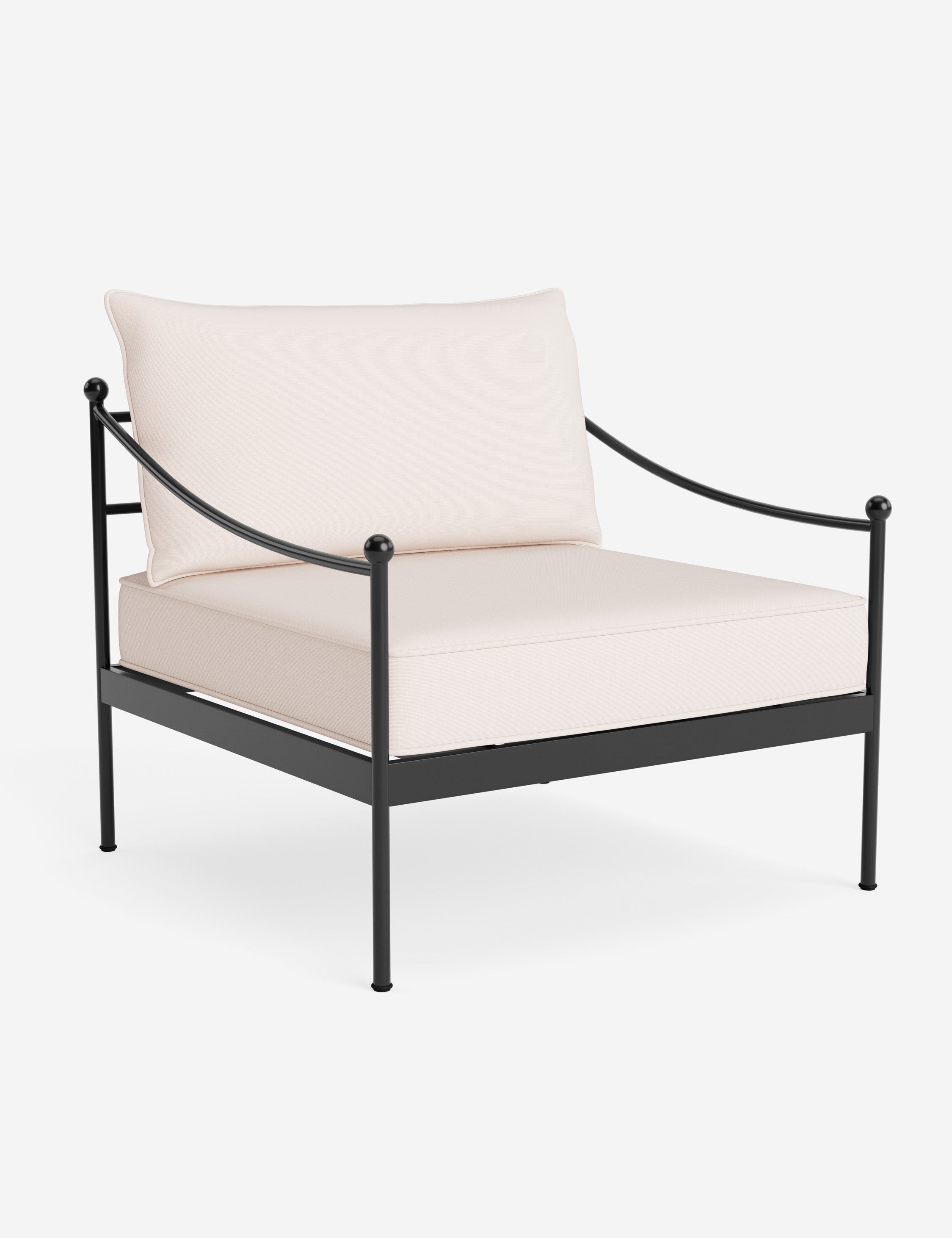 Lira Outdoor Accent Chair | Black Metal Frame, Chic Cushions