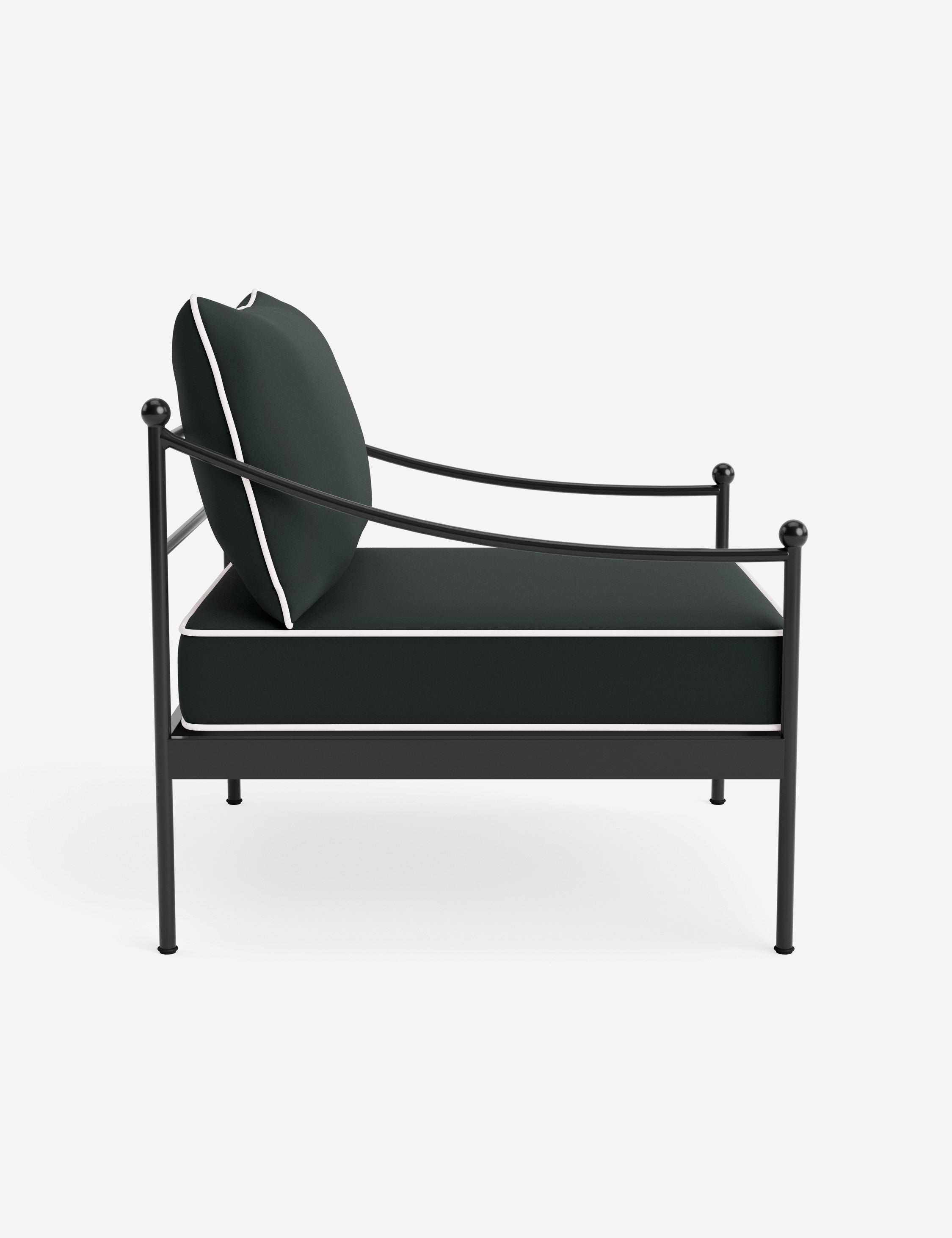 Lira Outdoor Accent Chair | Black Metal Frame, Chic Cushions