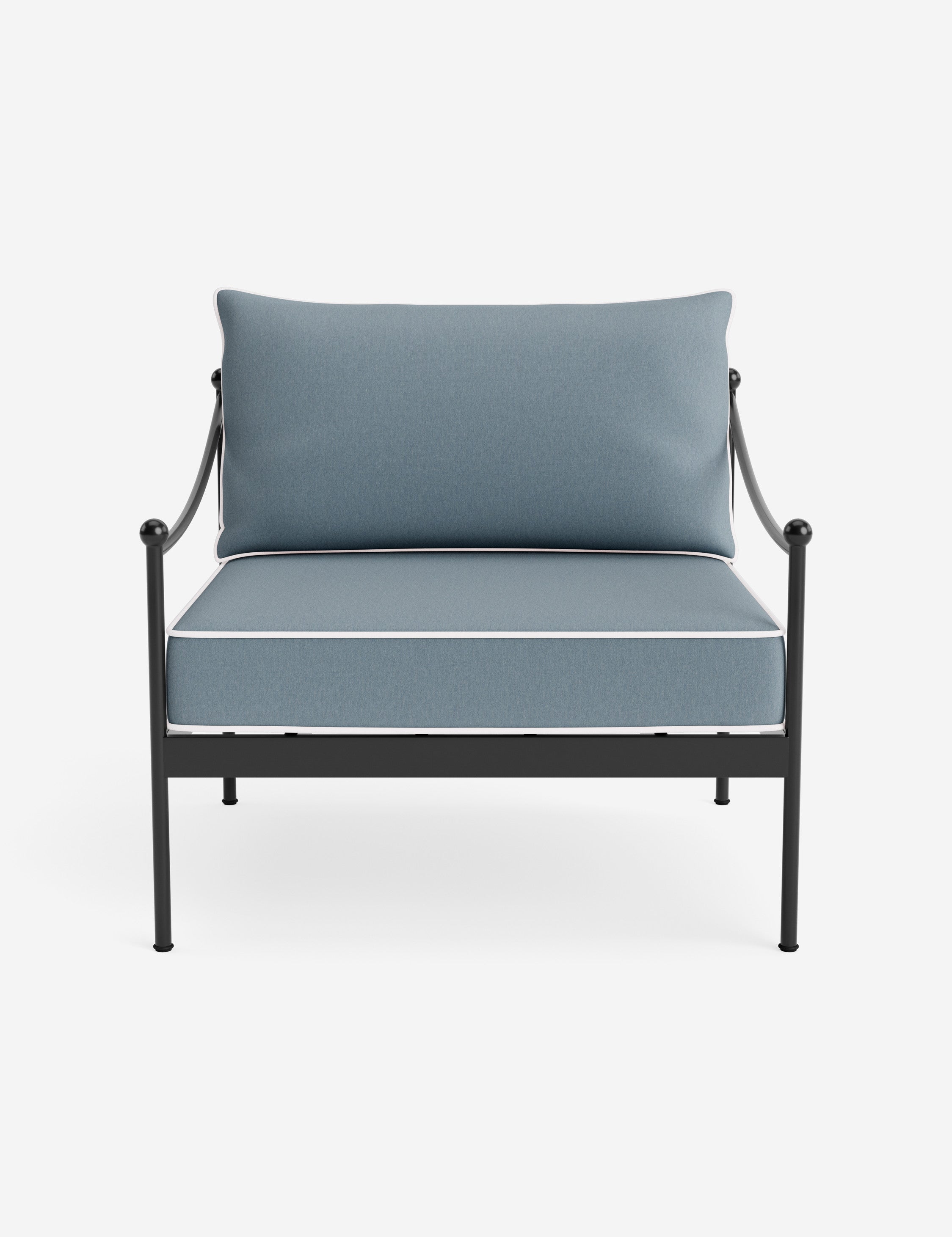 Lira Outdoor Accent Chair | Black Metal Frame, Chic Cushions