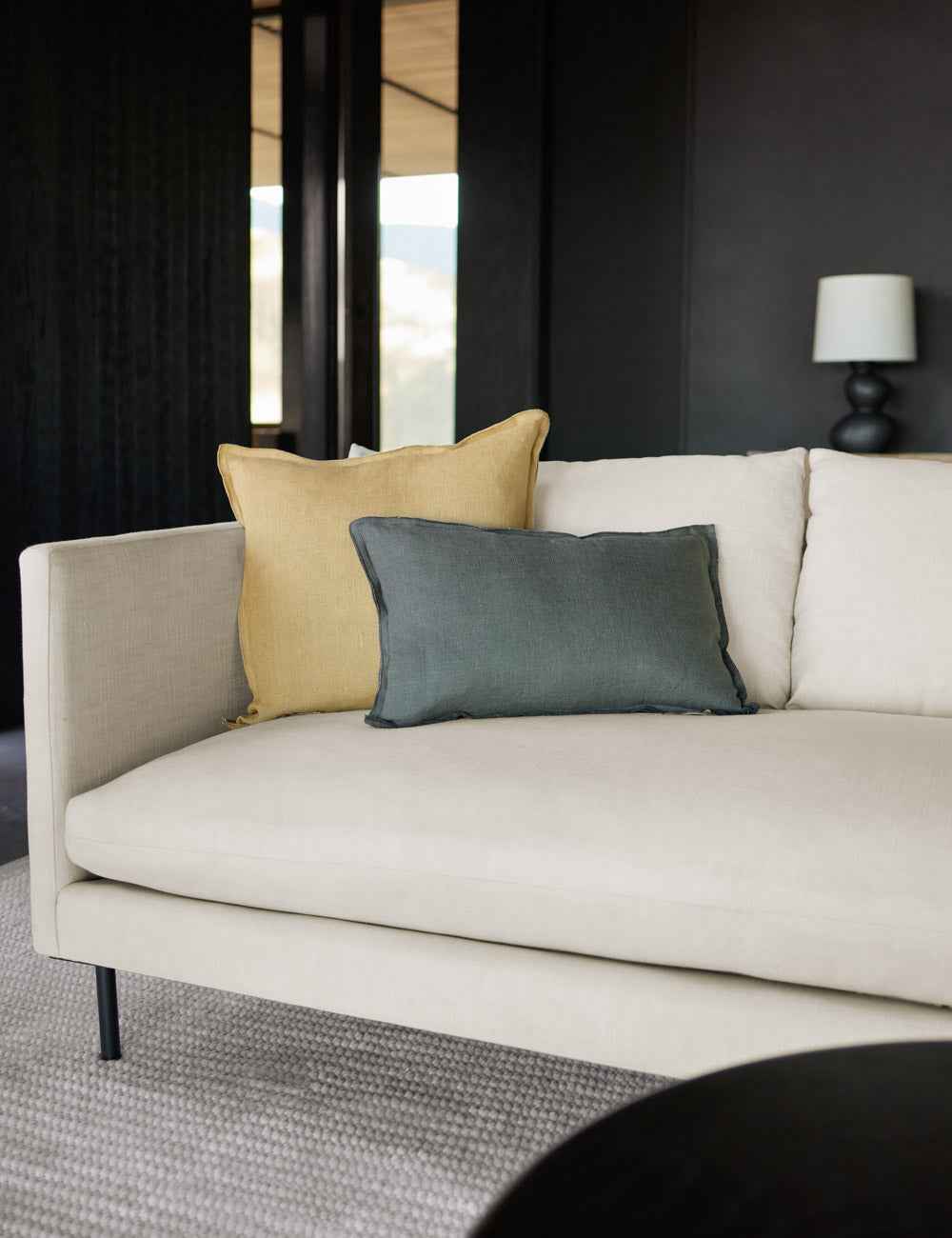 Luna Linen Lumbar Pillow | Superior Long Fiber Flax, Tonal Stitch Detail