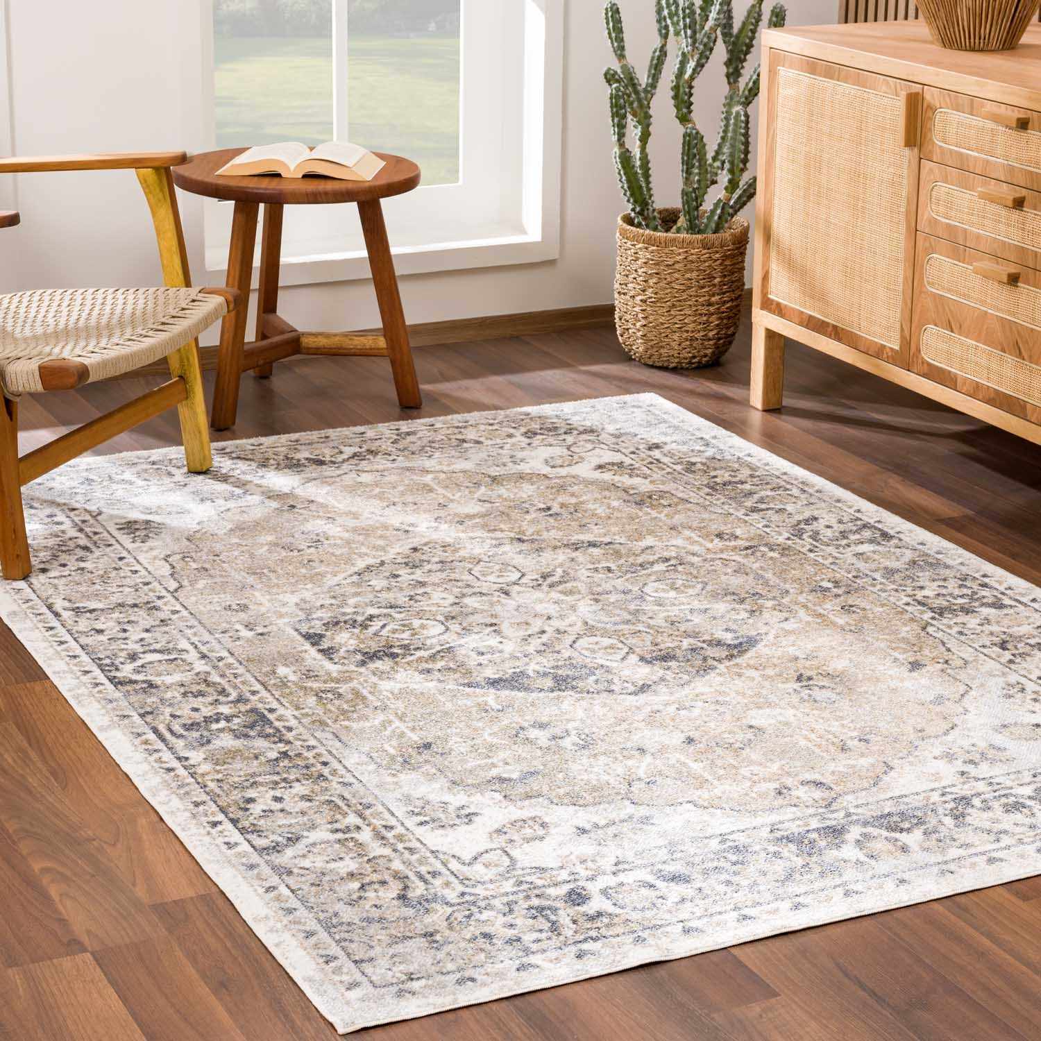 Rudo Flat Pile Rug  Machine Washable, 100% Polyester