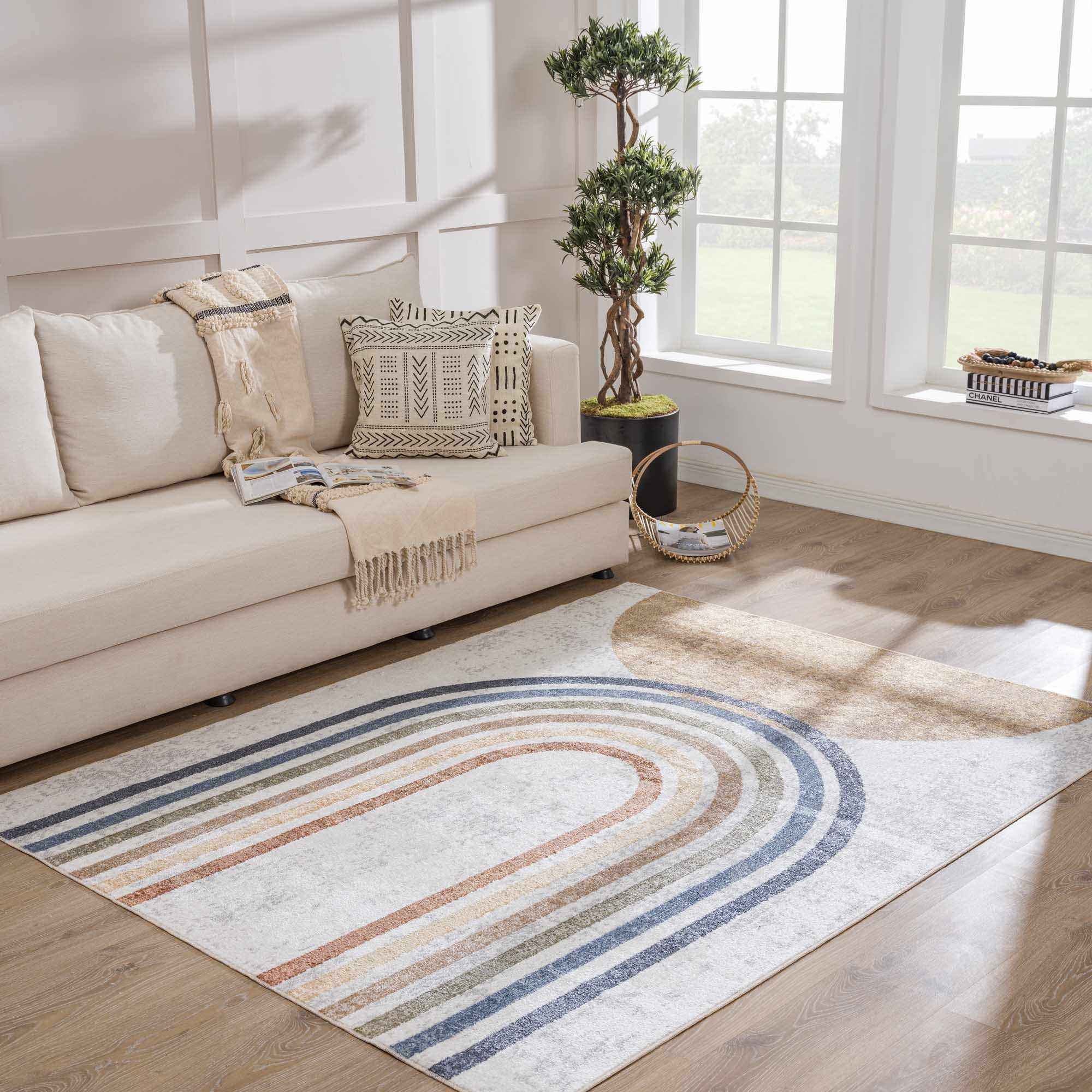 Giza Area Rug  Machine Washable  Contemporary Design