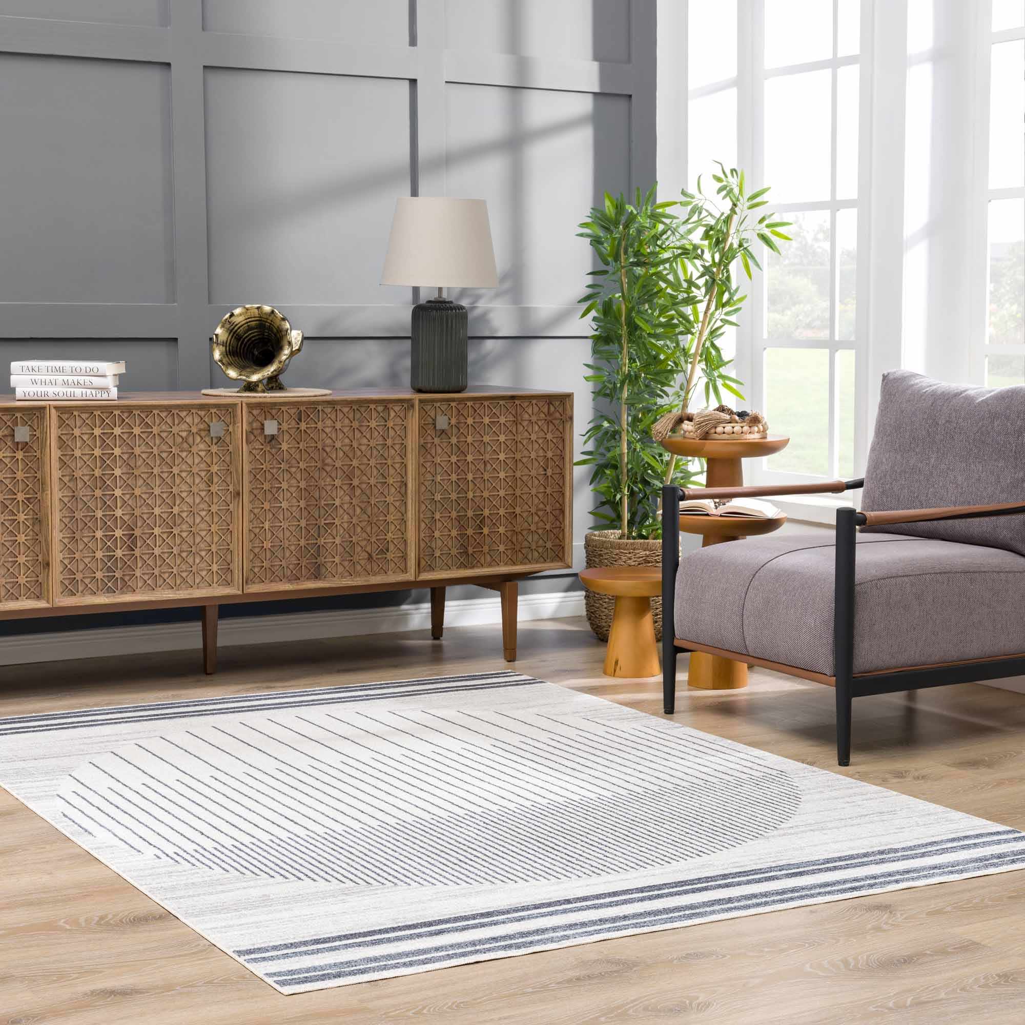 Talon Medium Gray Area Rug  Machine Washable, Contemporary