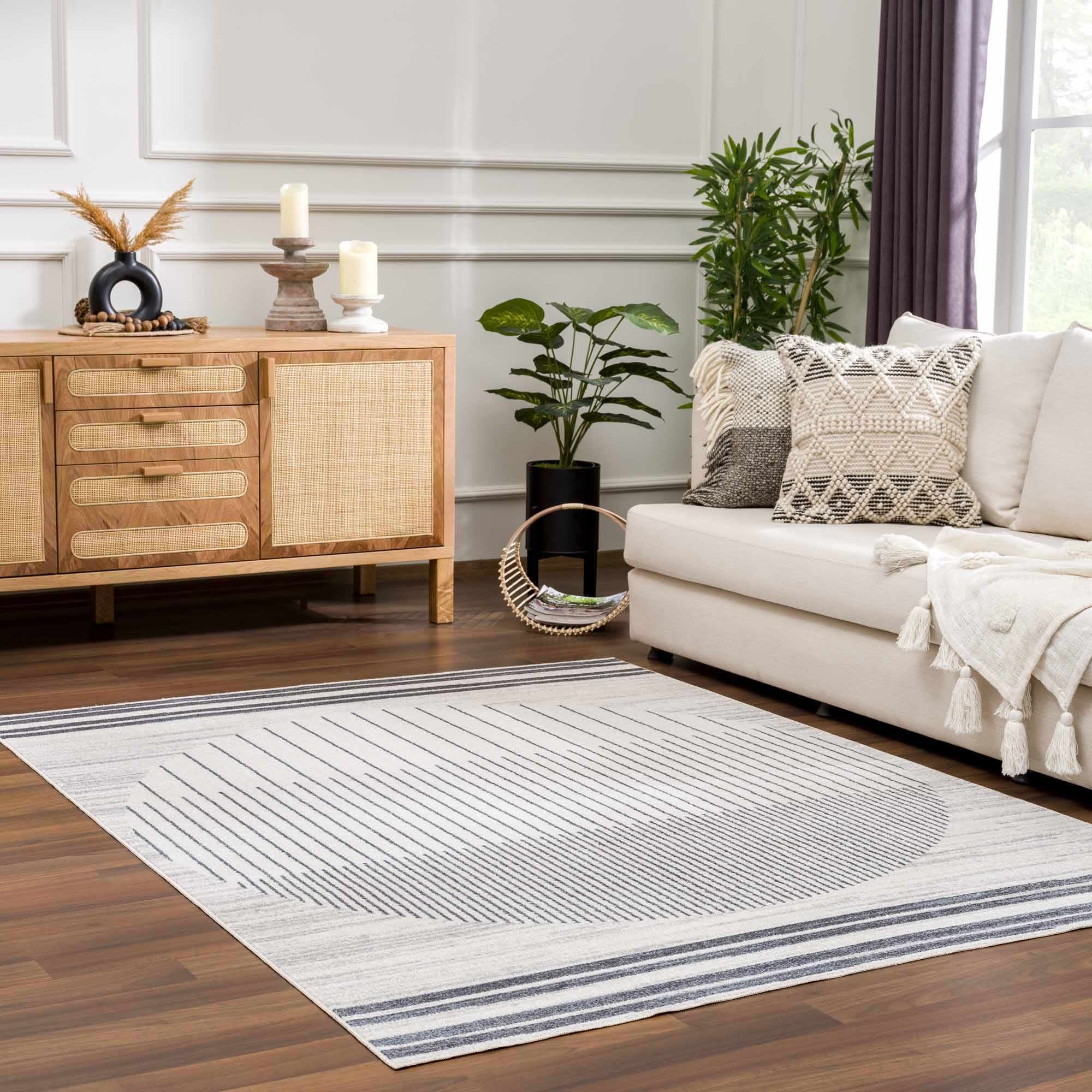 Talon Medium Gray Area Rug  Machine Washable, Contemporary