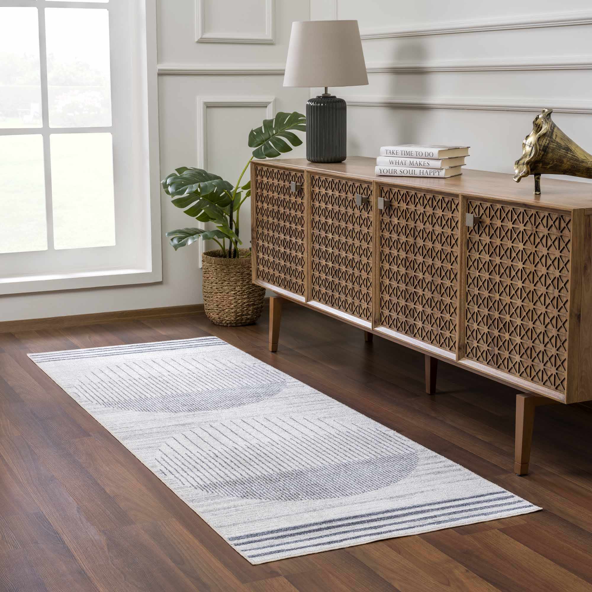 Talon Medium Gray Area Rug  Machine Washable, Contemporary
