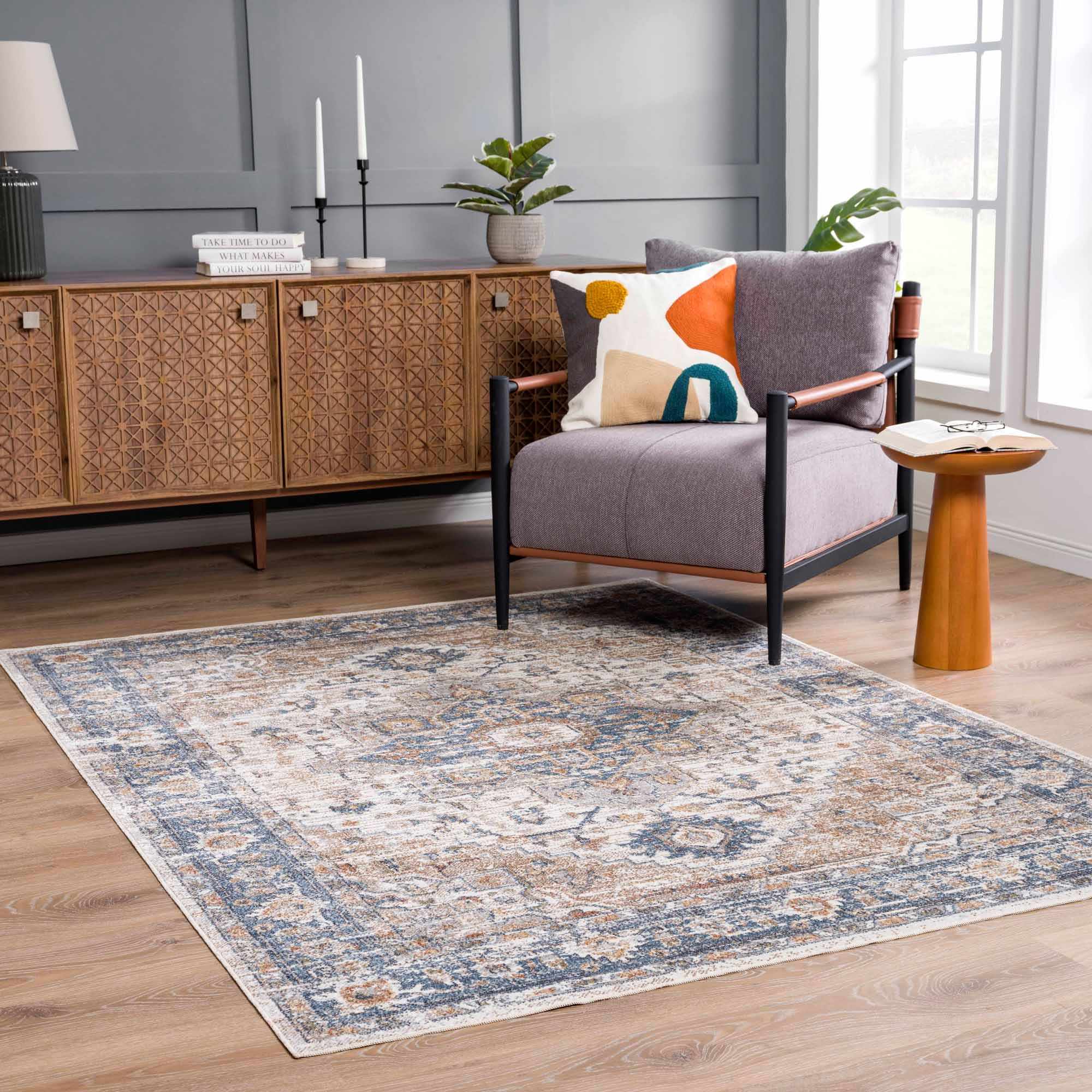 Ezri Area Rug  Machine Washable, Medium Pile Polyester