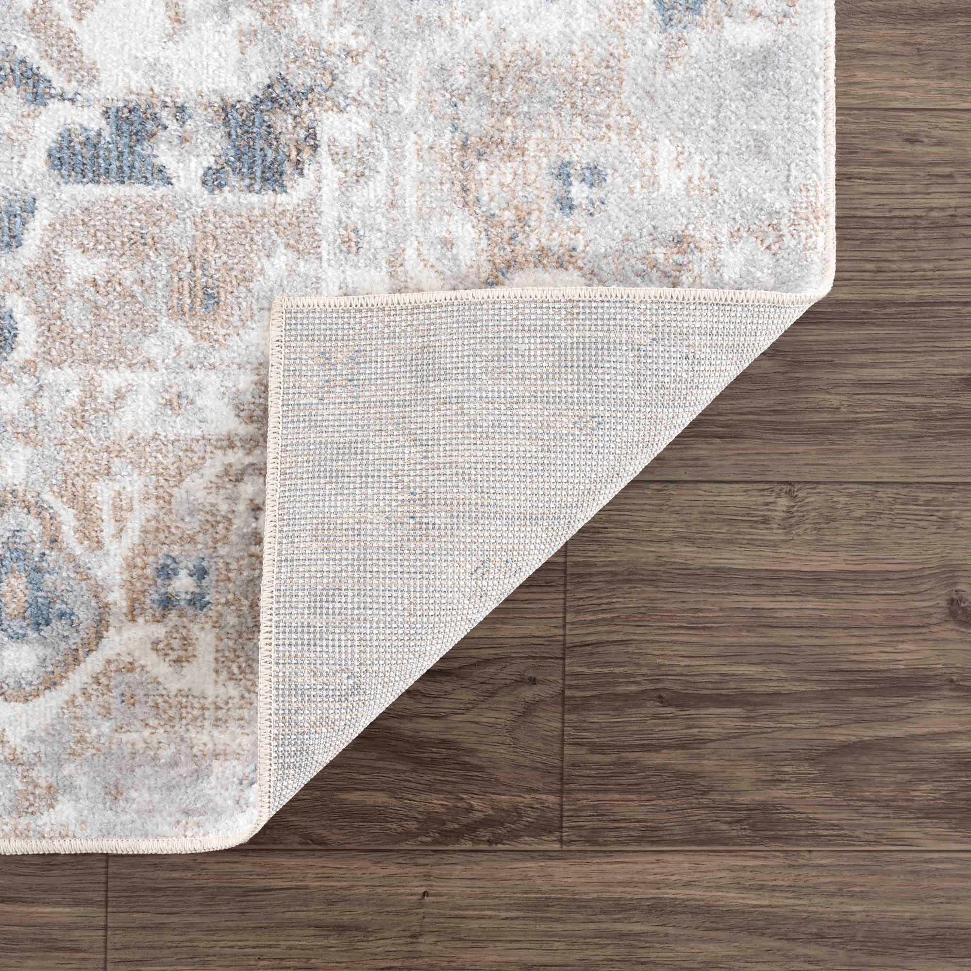 Belo Washable Rug  Machine Woven  Off White, Blue, Tan