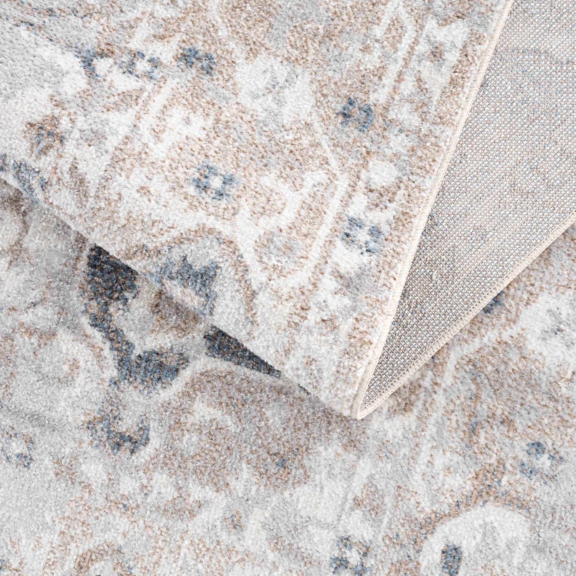 Belo Washable Rug  Machine Woven  Off White, Blue, Tan