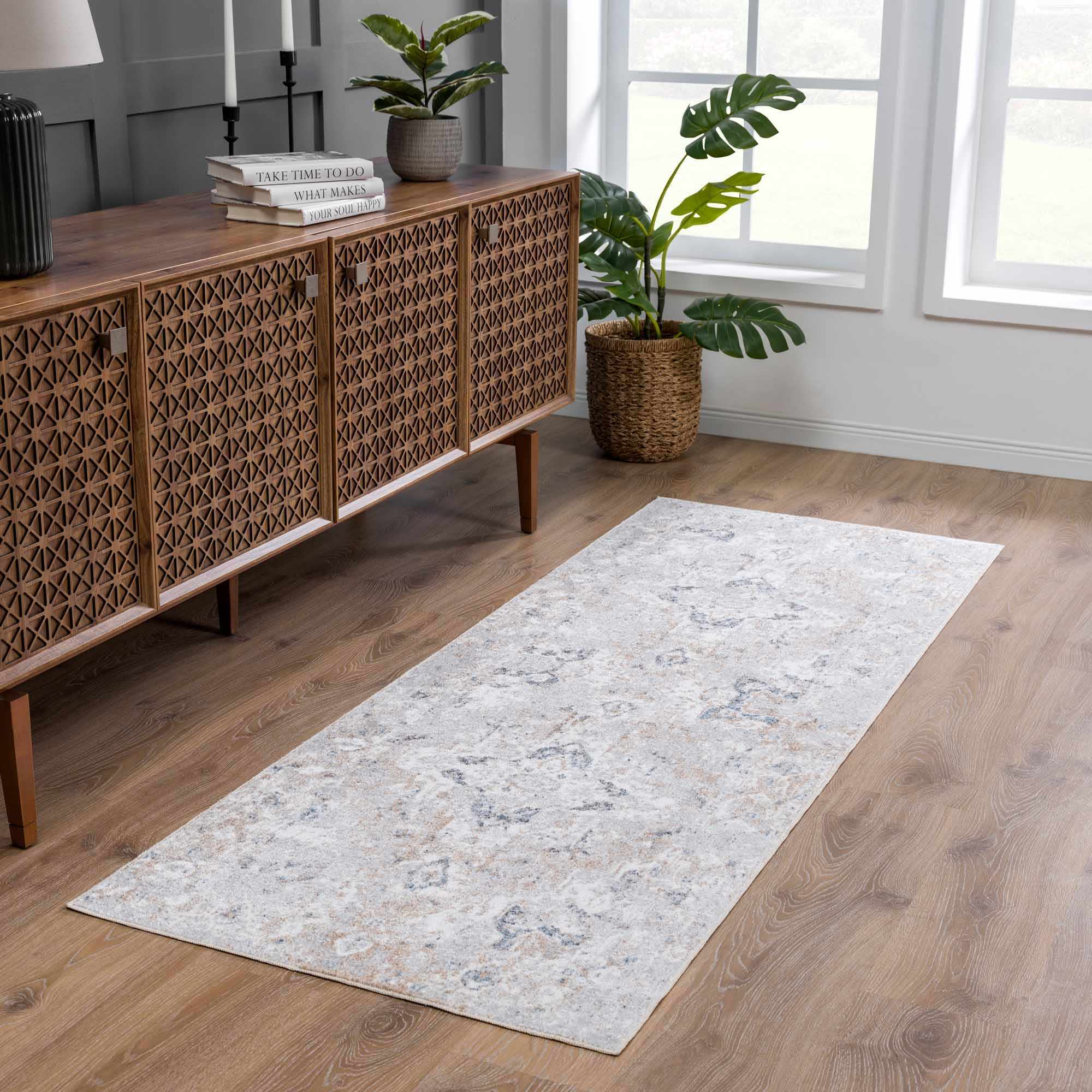 Belo Washable Rug  Machine Woven  Off White, Blue, Tan