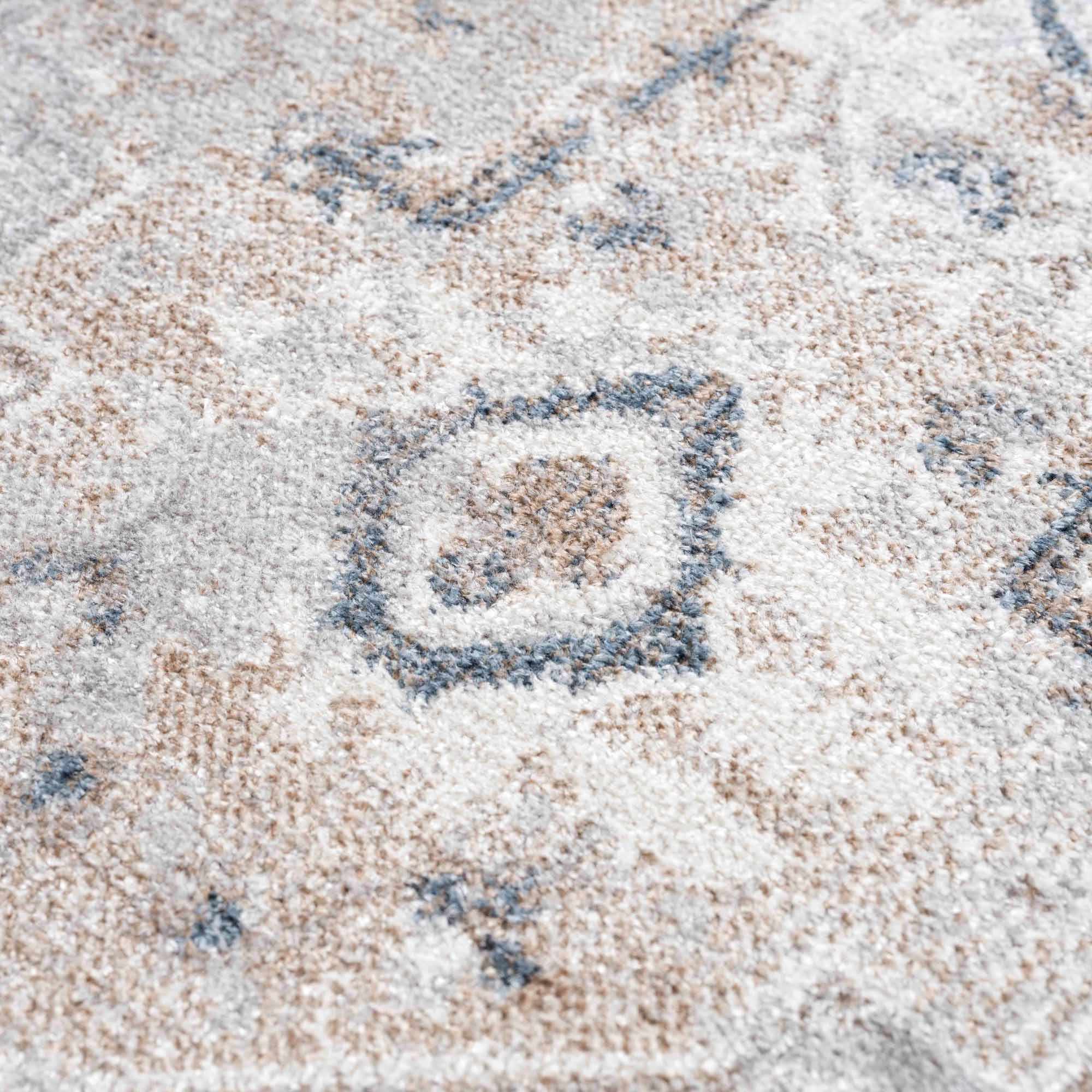 Belo Washable Rug  Machine Woven  Off White, Blue, Tan