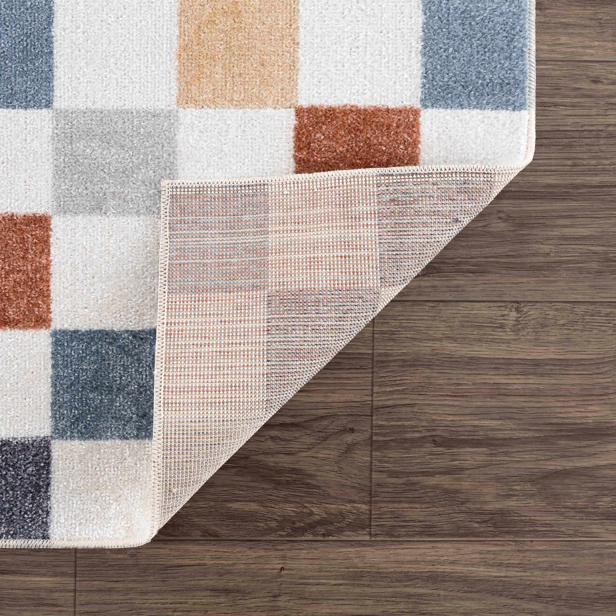 Bello Colorful Checkered Rug  Machine Washable, Medium Pile