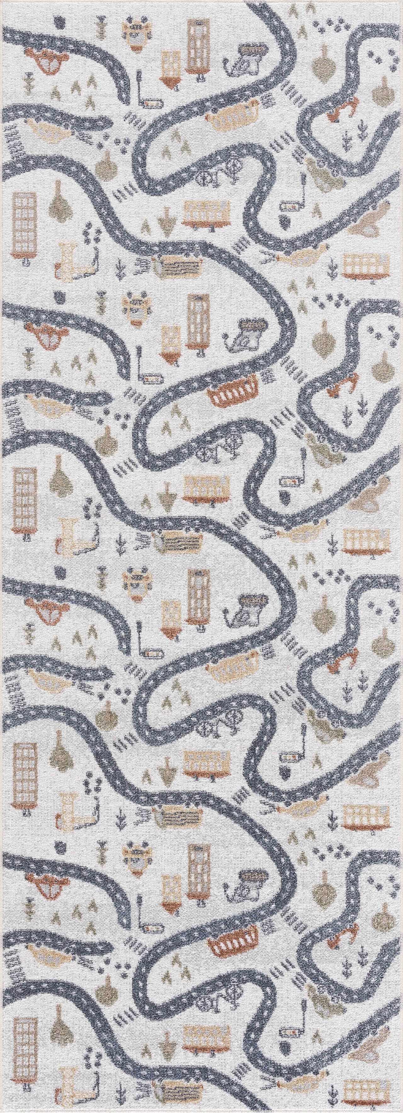 Mave Roads Kids Rug  Washable  Fun Road & Car Design