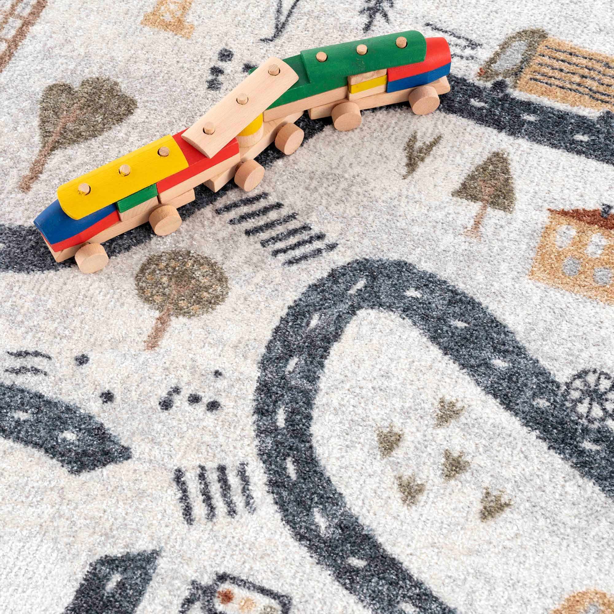 Mave Roads Kids Rug  Washable  Fun Road & Car Design
