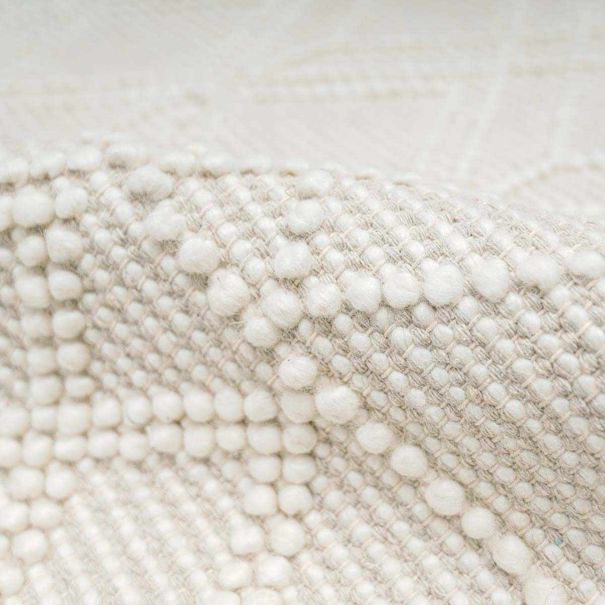 Bela Trellis Wool Rug  Hand-Woven Cotton Blend, Ivory Beige