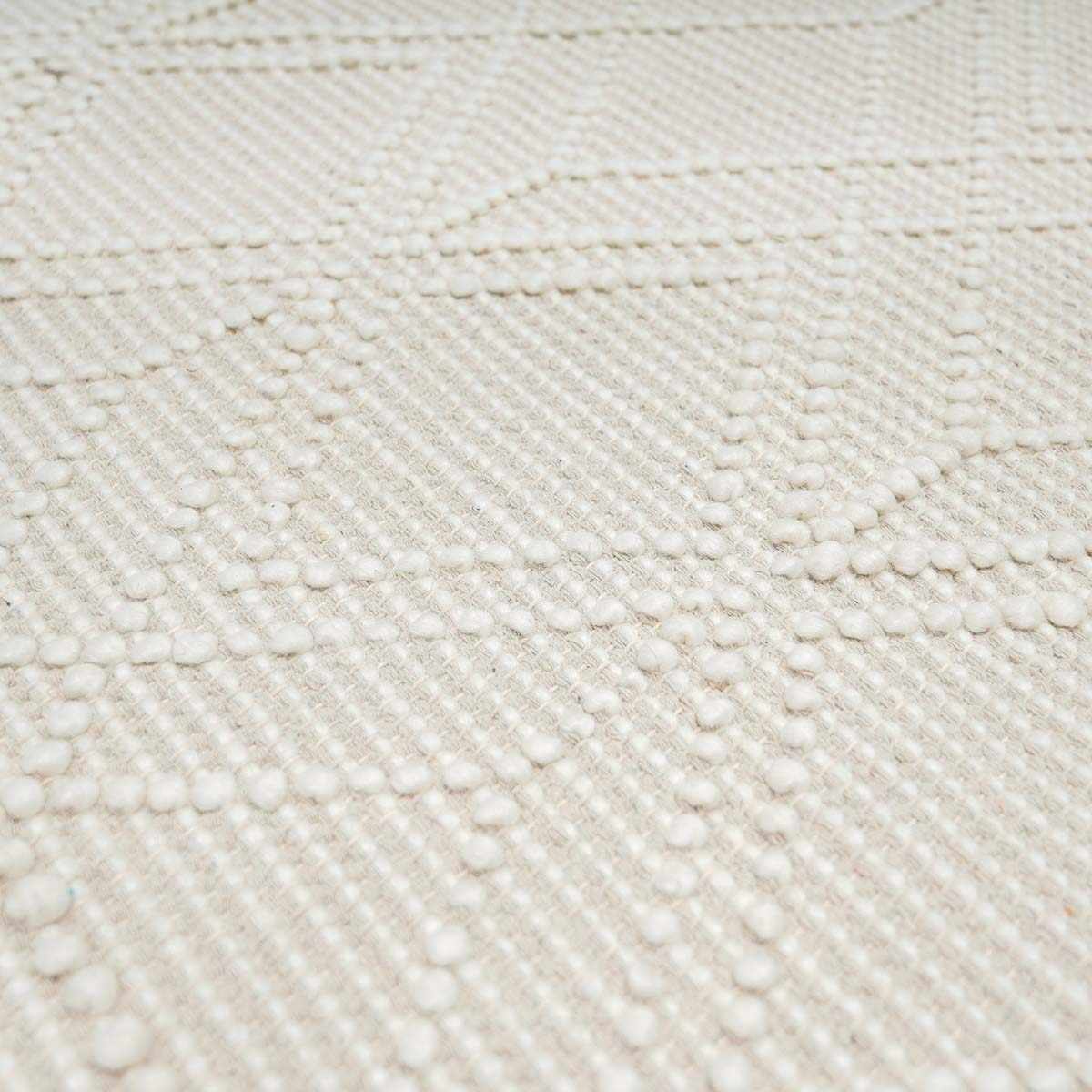 Bela Trellis Wool Rug  Hand-Woven Cotton Blend, Ivory Beige