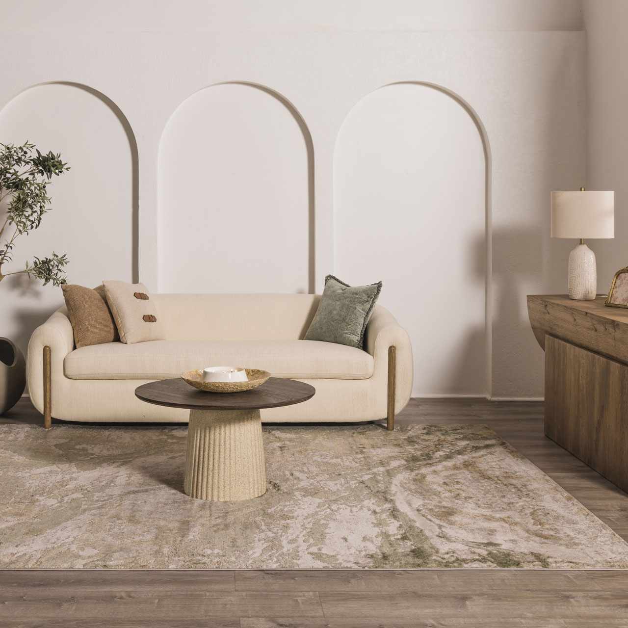 Lively Marble Green Area Rug