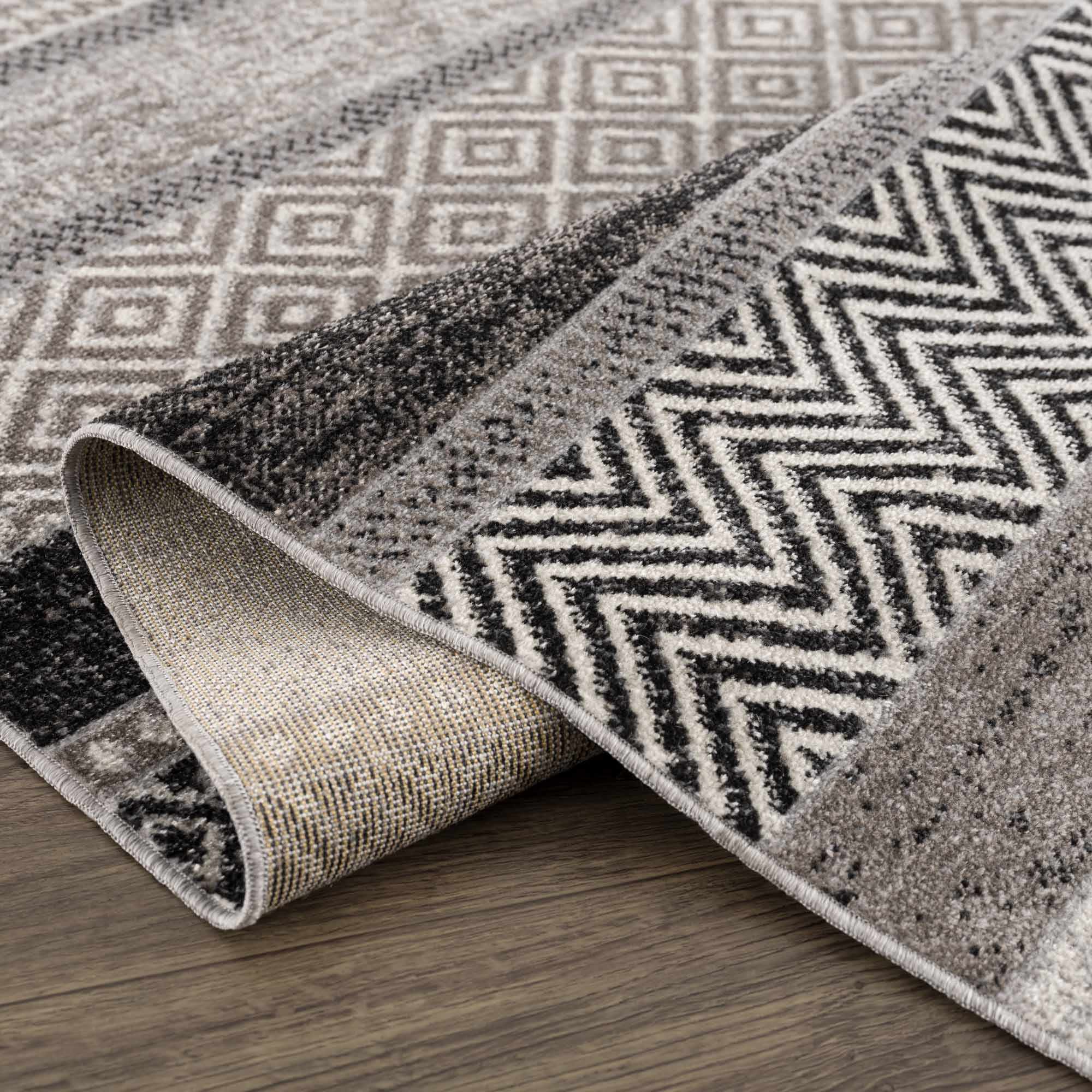 Milo Washable Area Rug  Geometric Design, Machine Woven, 100% Polyester