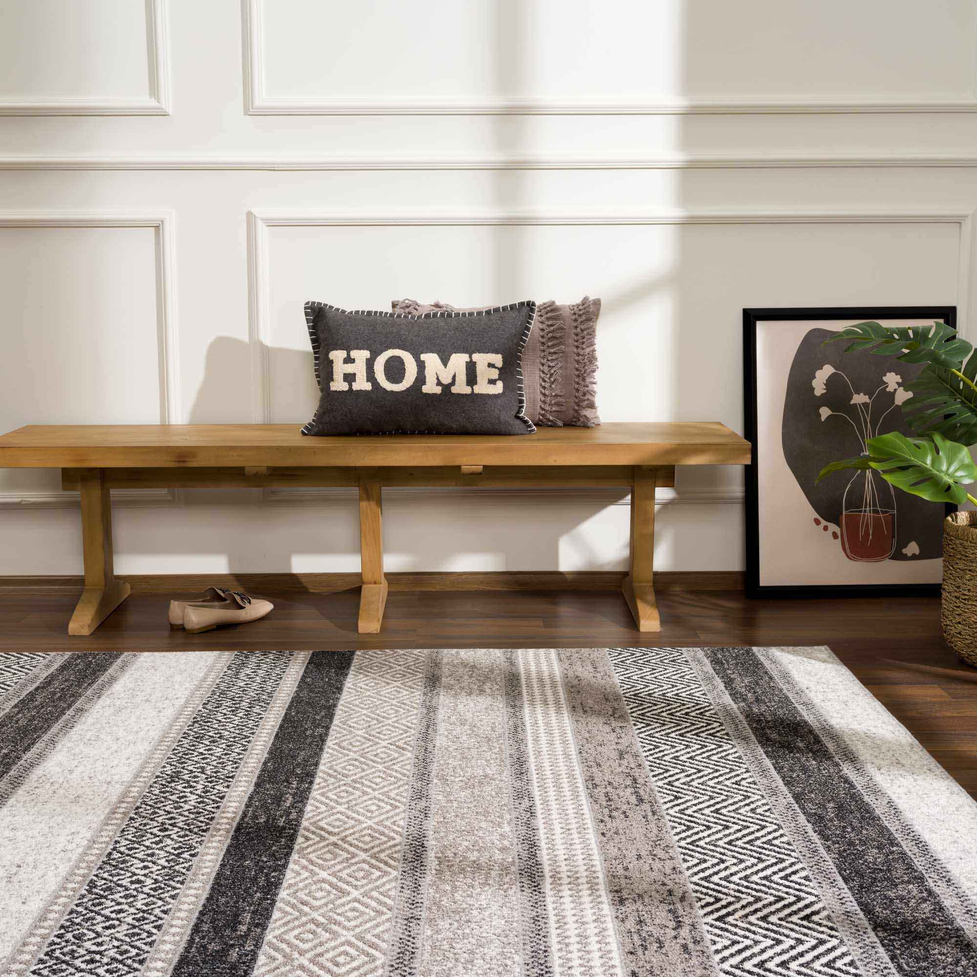 Milo Washable Area Rug  Geometric Design, Machine Woven, 100% Polyester