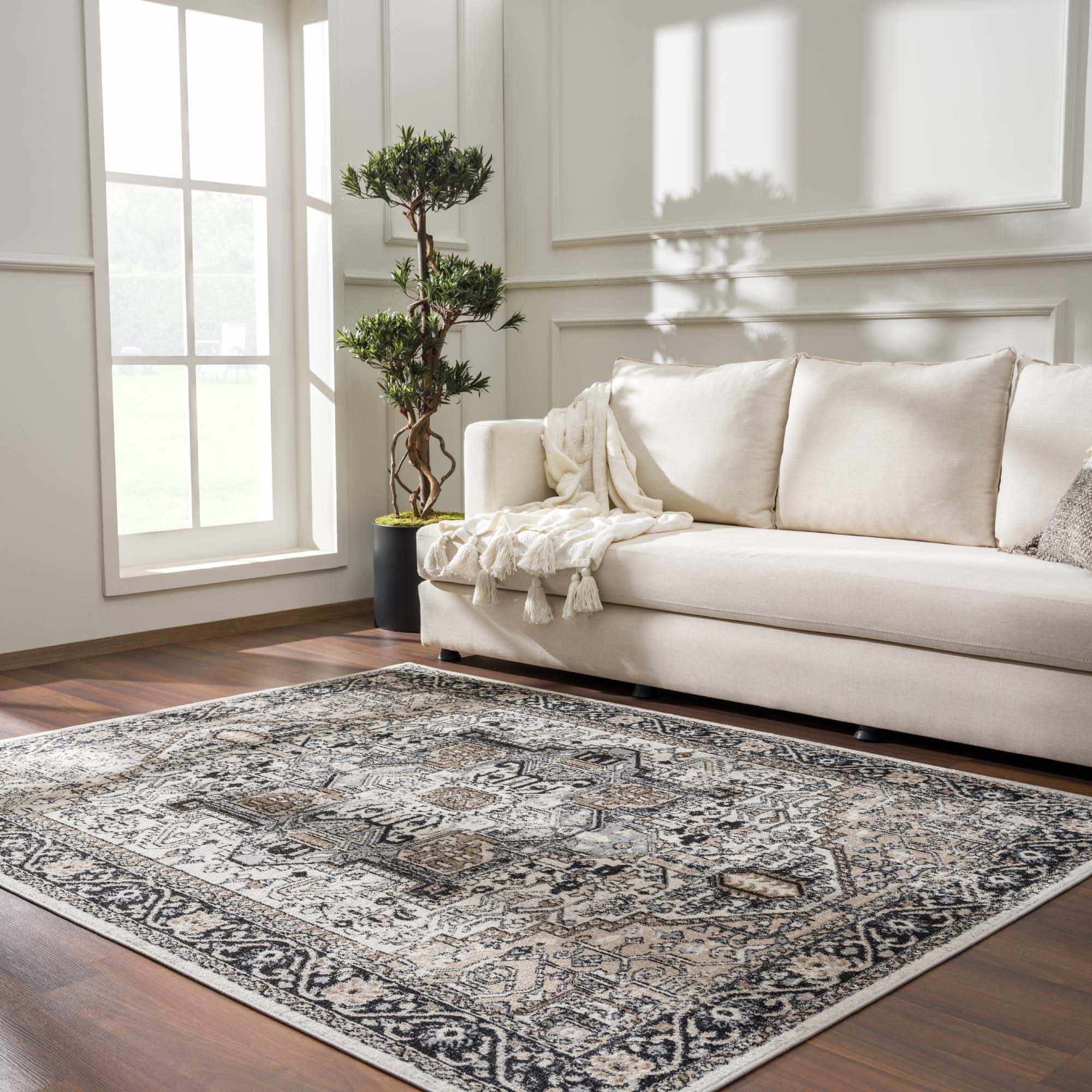Cavara Area Rug  Washable  Traditional Style, Low Pile