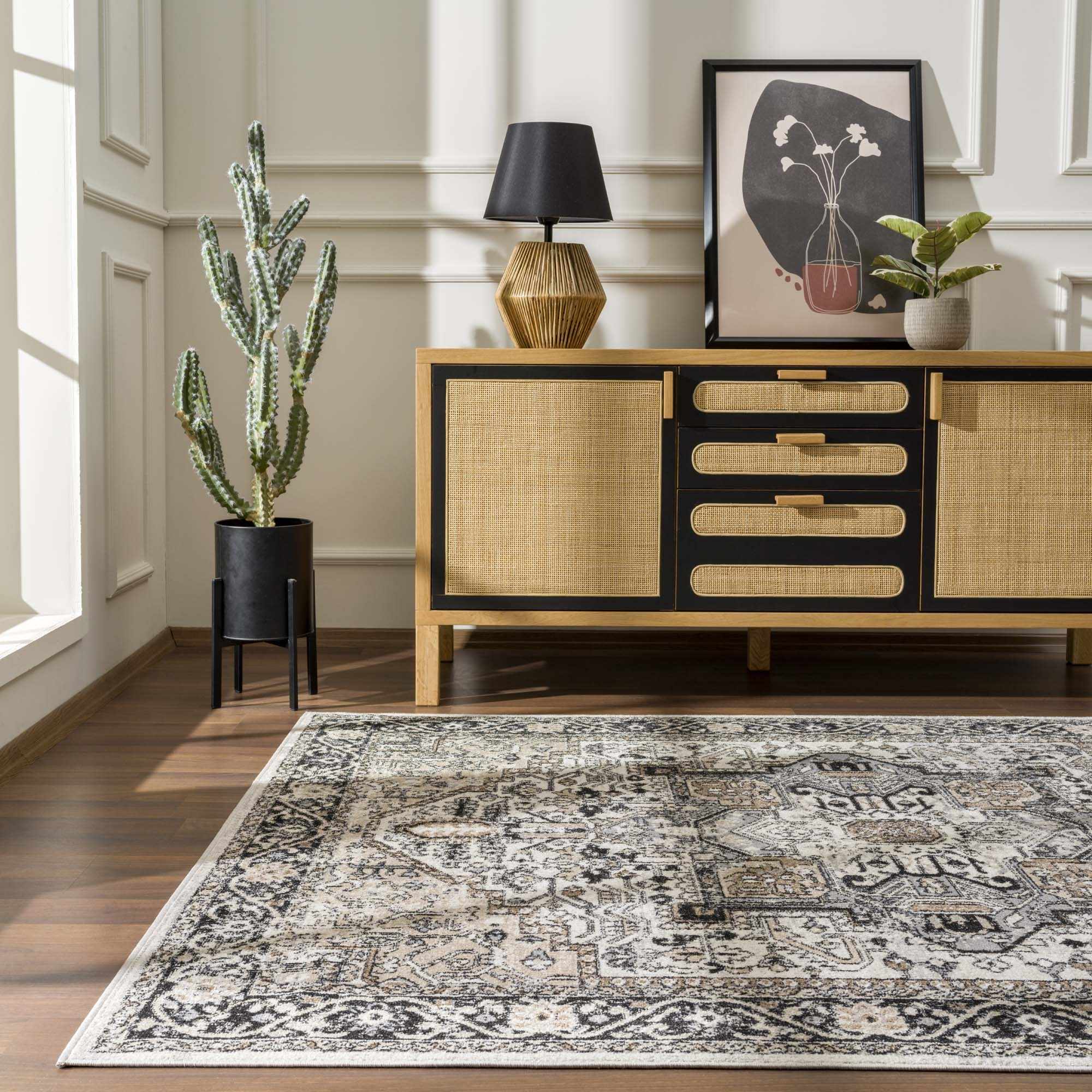 Cavara Area Rug  Washable  Traditional Style, Low Pile