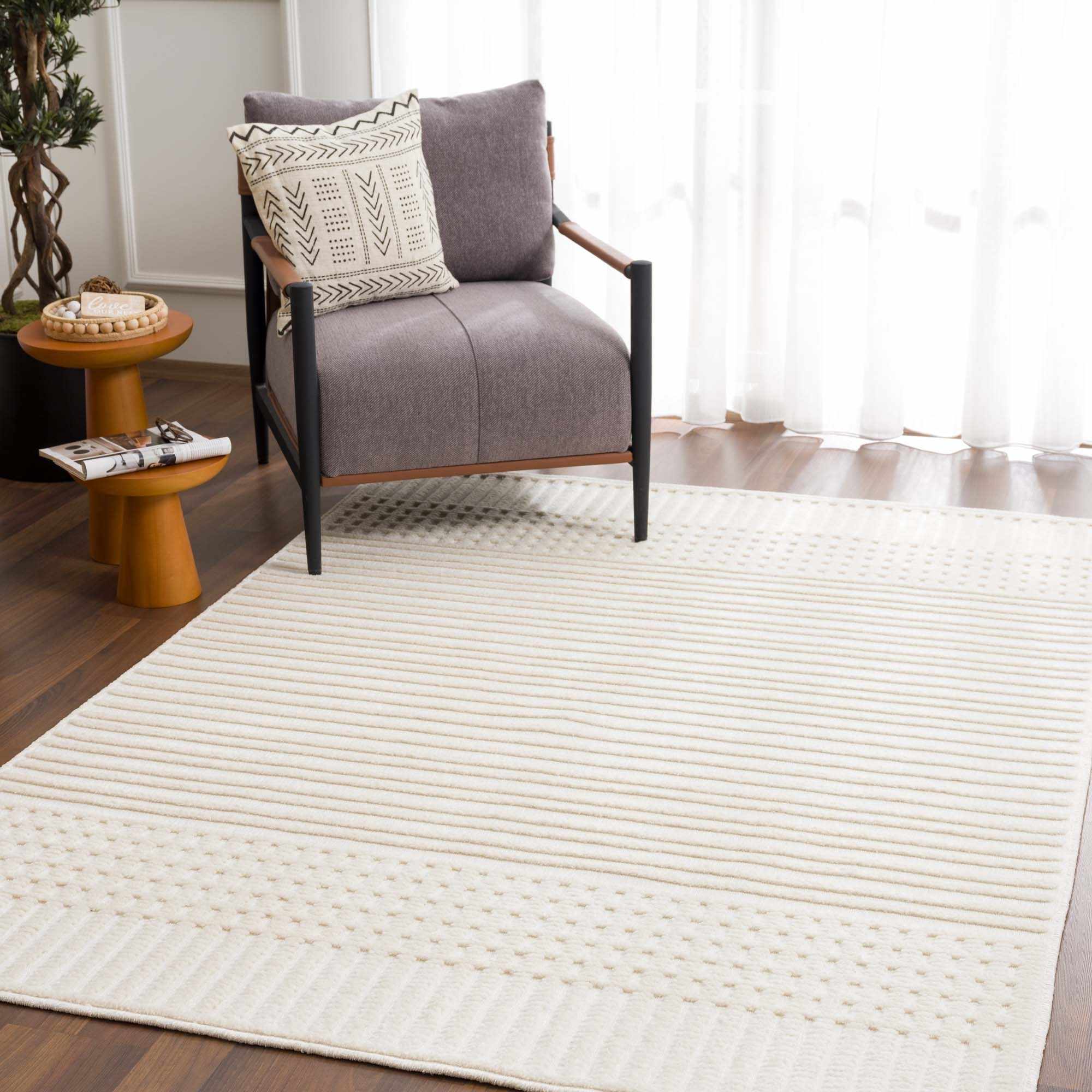 Rhett Area Rug Machine Woven Medium Pile Washable White