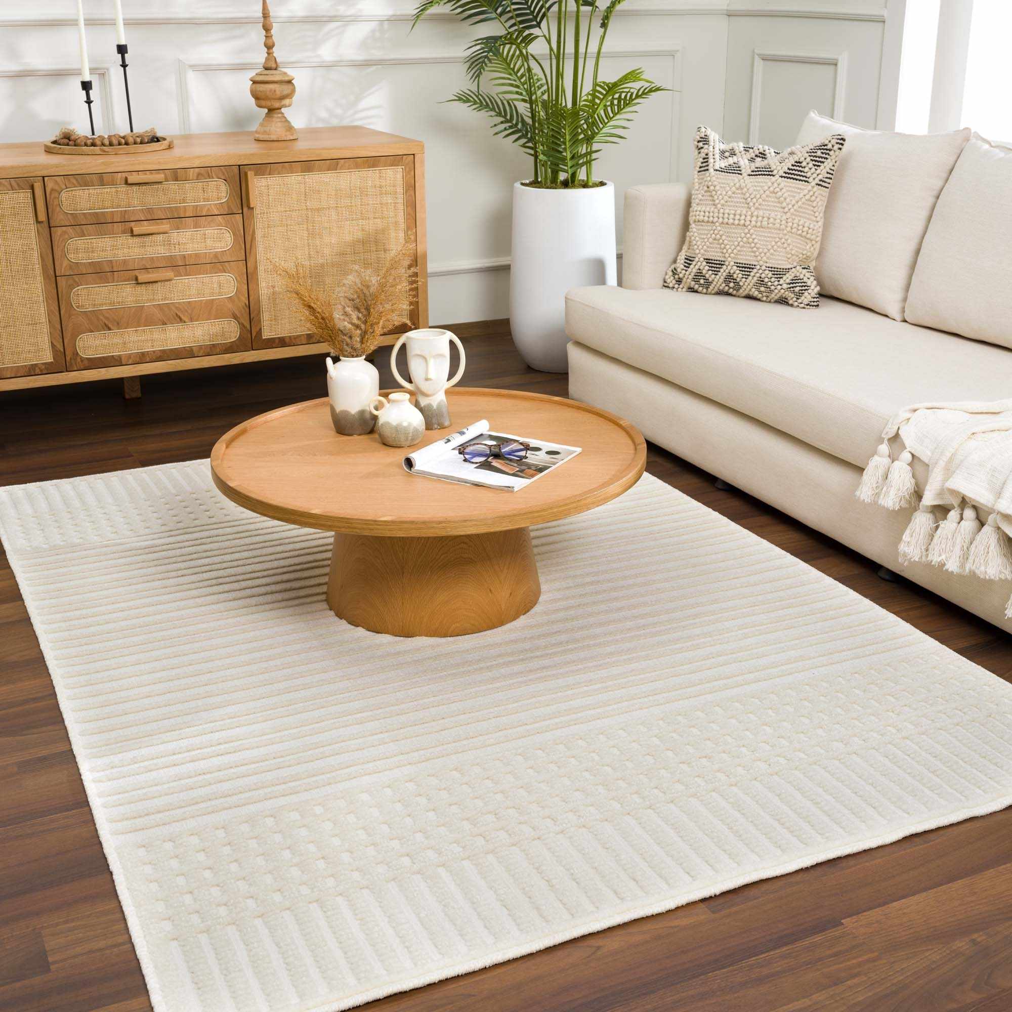 Rhett Area Rug Machine Woven Medium Pile Washable White