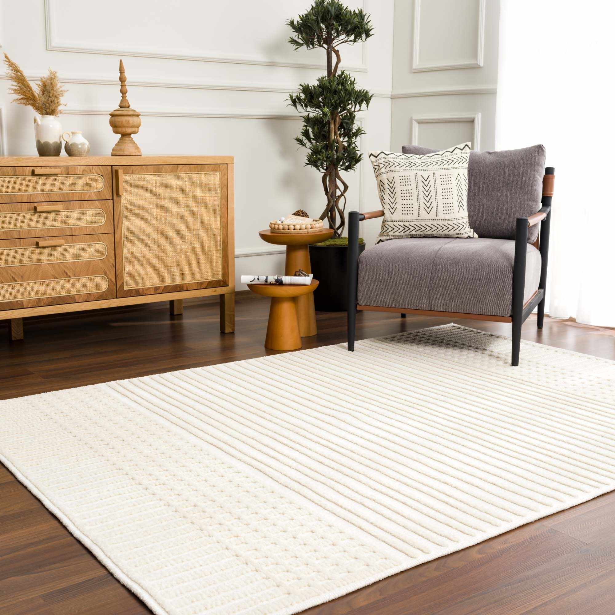 Rhett Area Rug Machine Woven Medium Pile Washable White