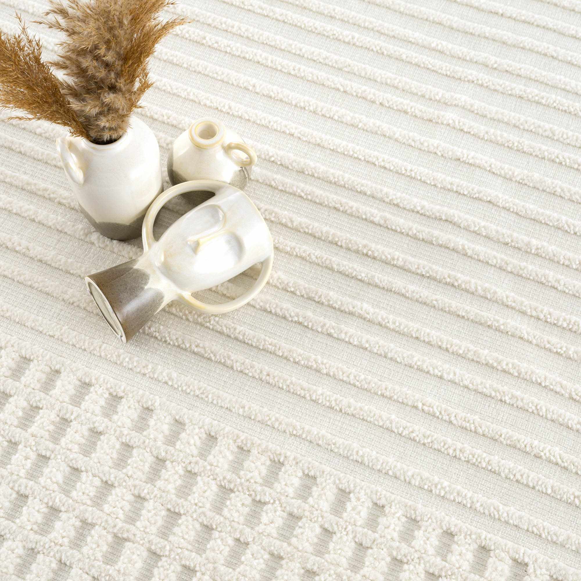 Rhett Area Rug Machine Woven Medium Pile Washable White