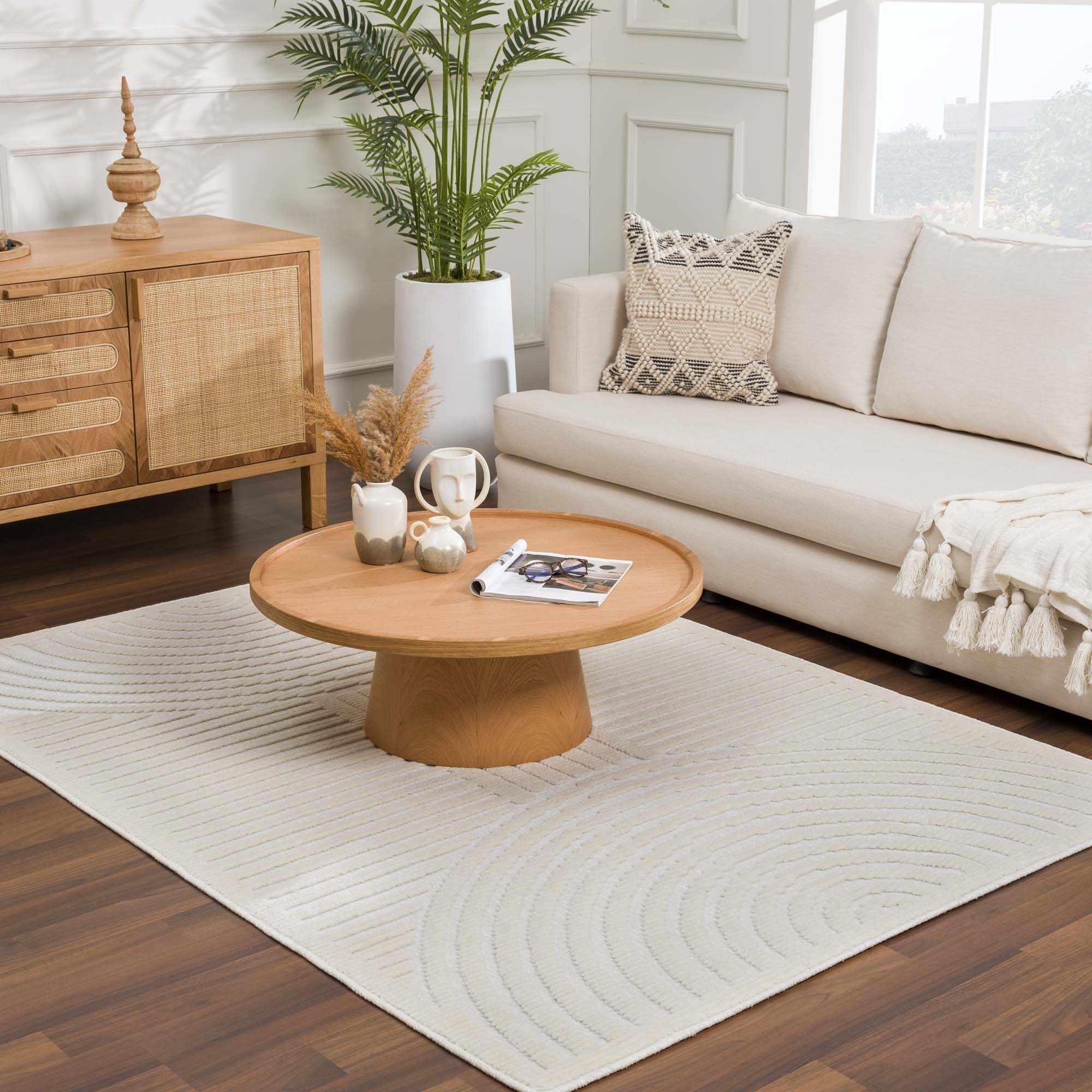 Davo 3D Rug Machine Washable Medium Pile Off-White