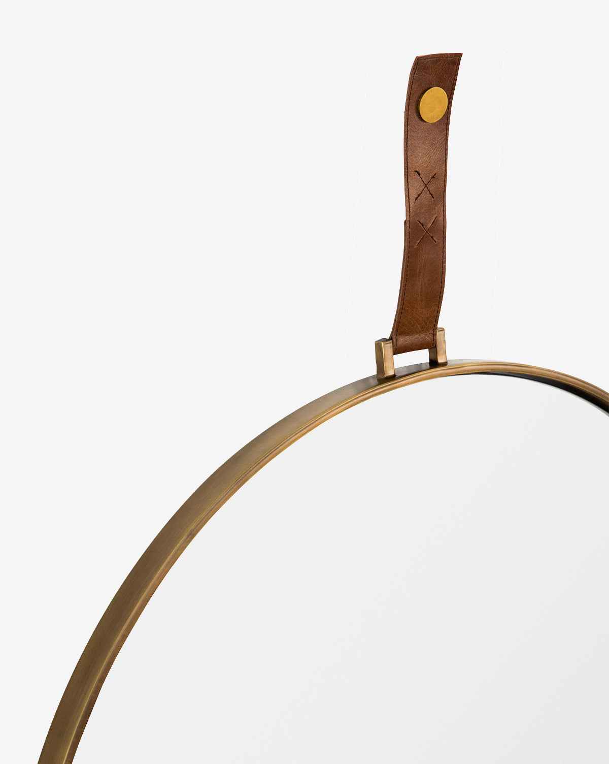 Luna Circle Mirror  Shatterproof Glass, Leather Hanger