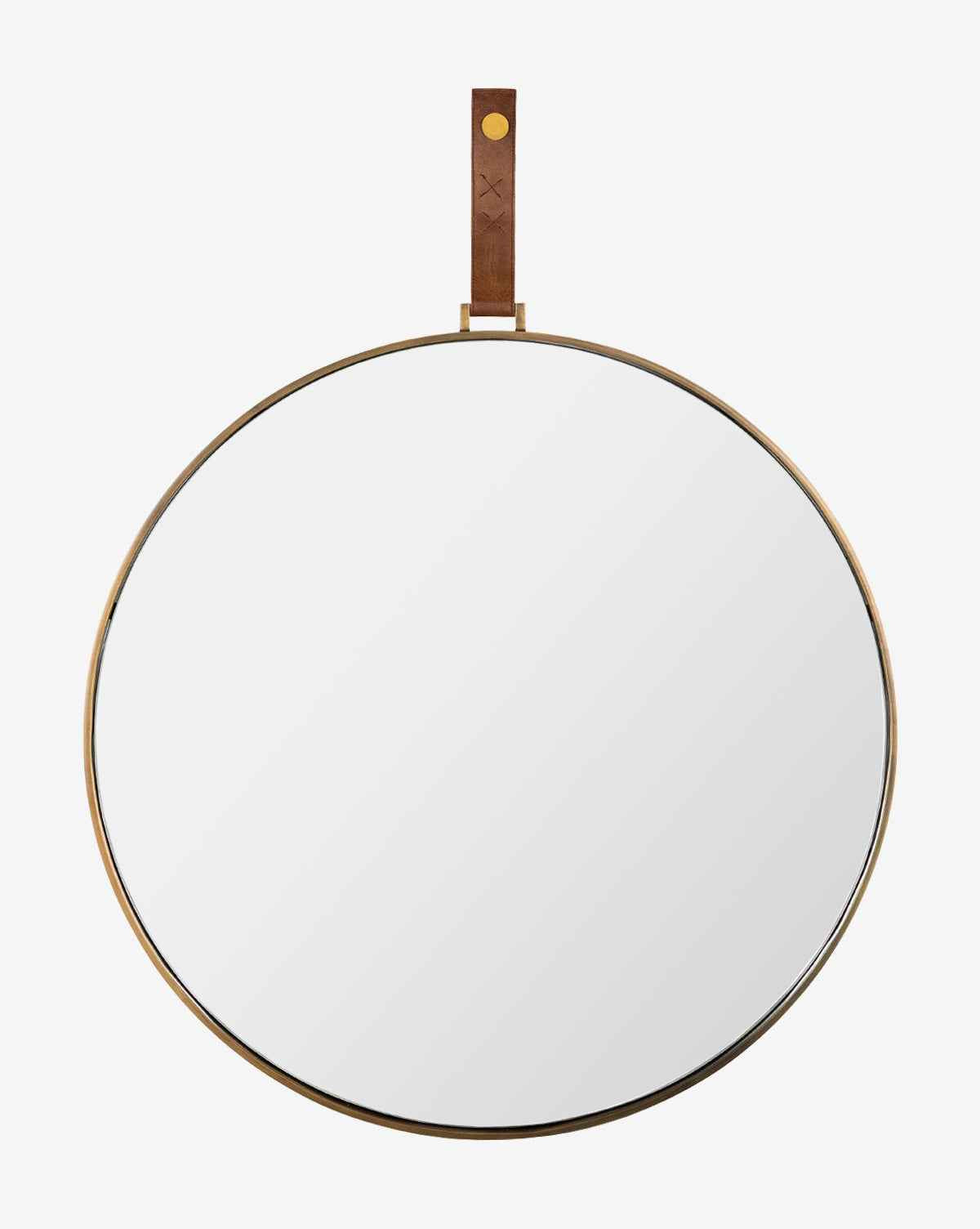 Luna Circle Mirror  Shatterproof Glass, Leather Hanger