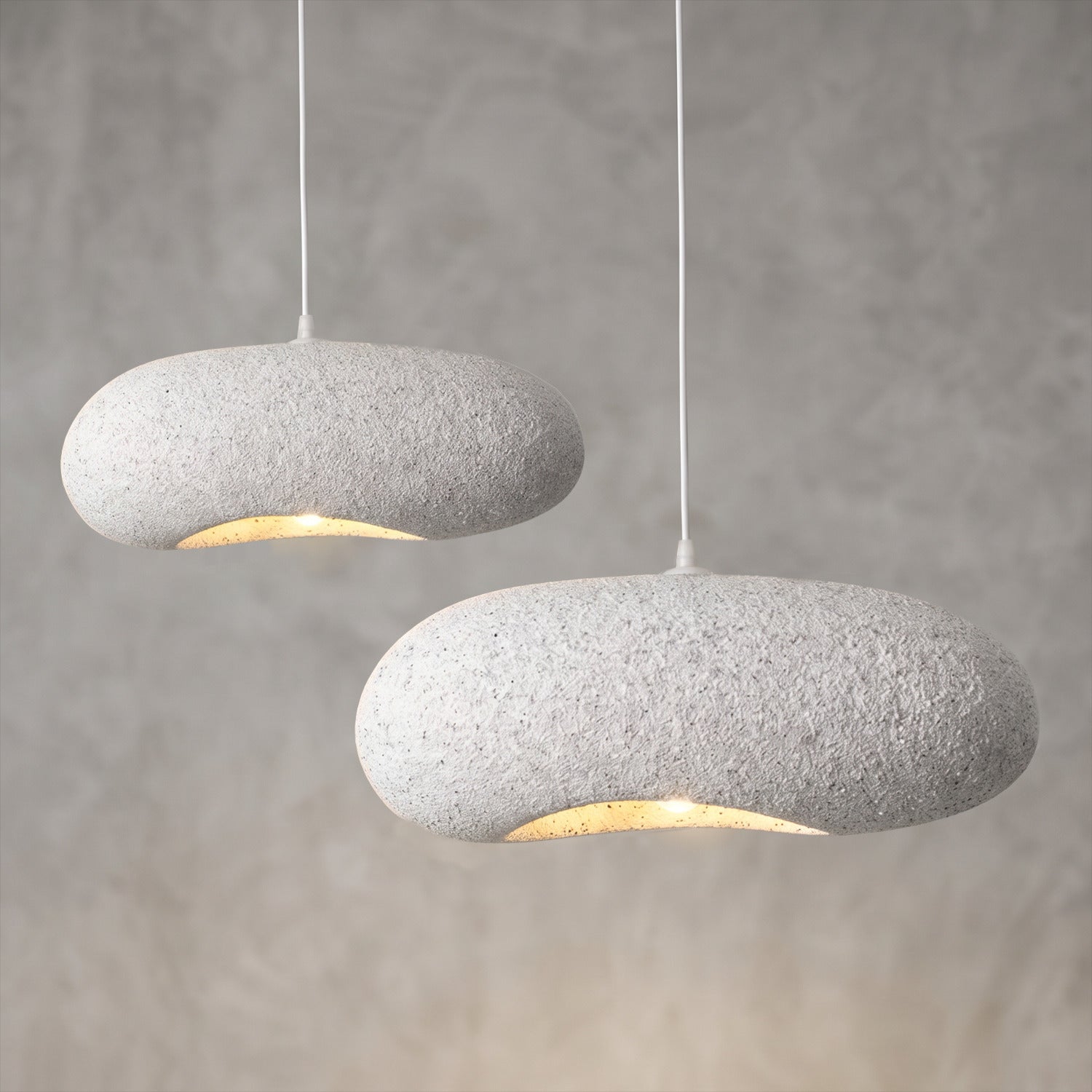 Bela Ceiling Lamp | White Speckled Texture, 55 cm Diameter