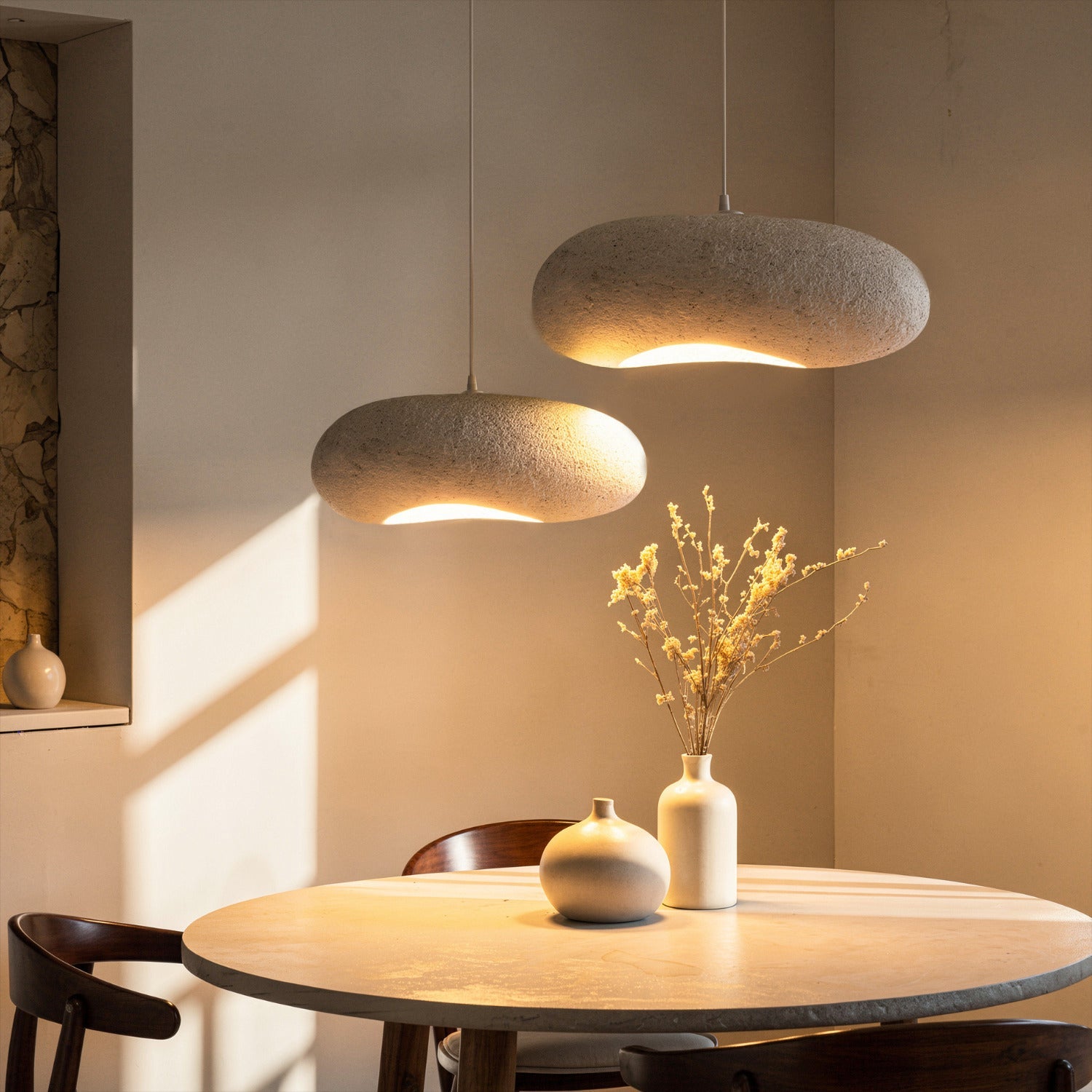 Bela Ceiling Lamp | White Speckled Texture, 55 cm Diameter