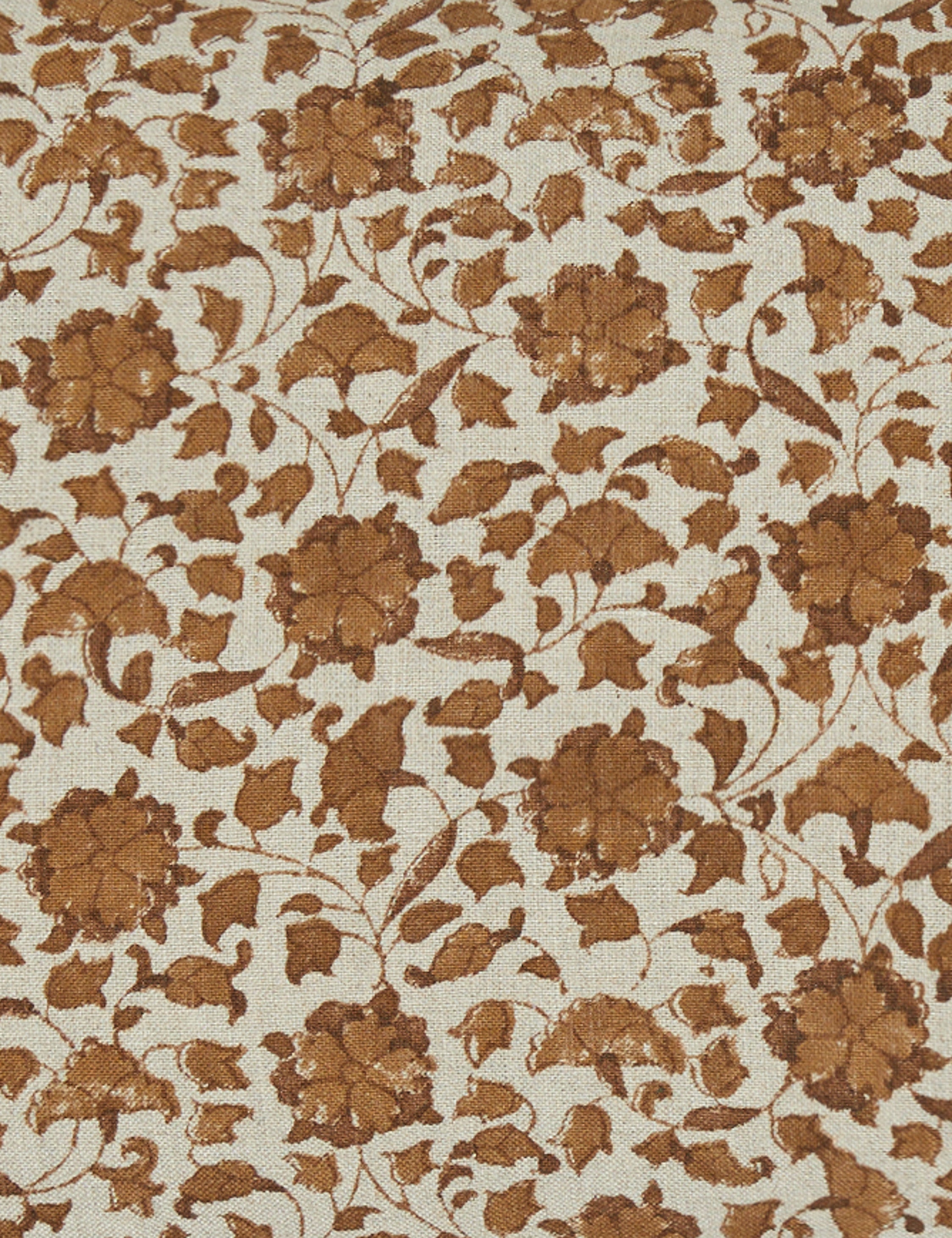 Liora Linen Pillow | Handmade Block Print, Floral Motif