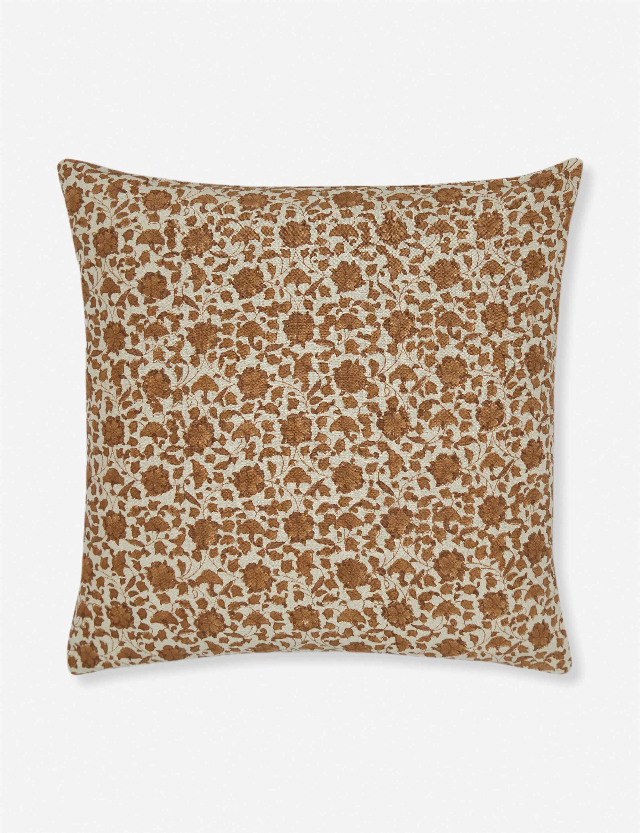 Liora Linen Pillow | Handmade Block Print, Floral Motif