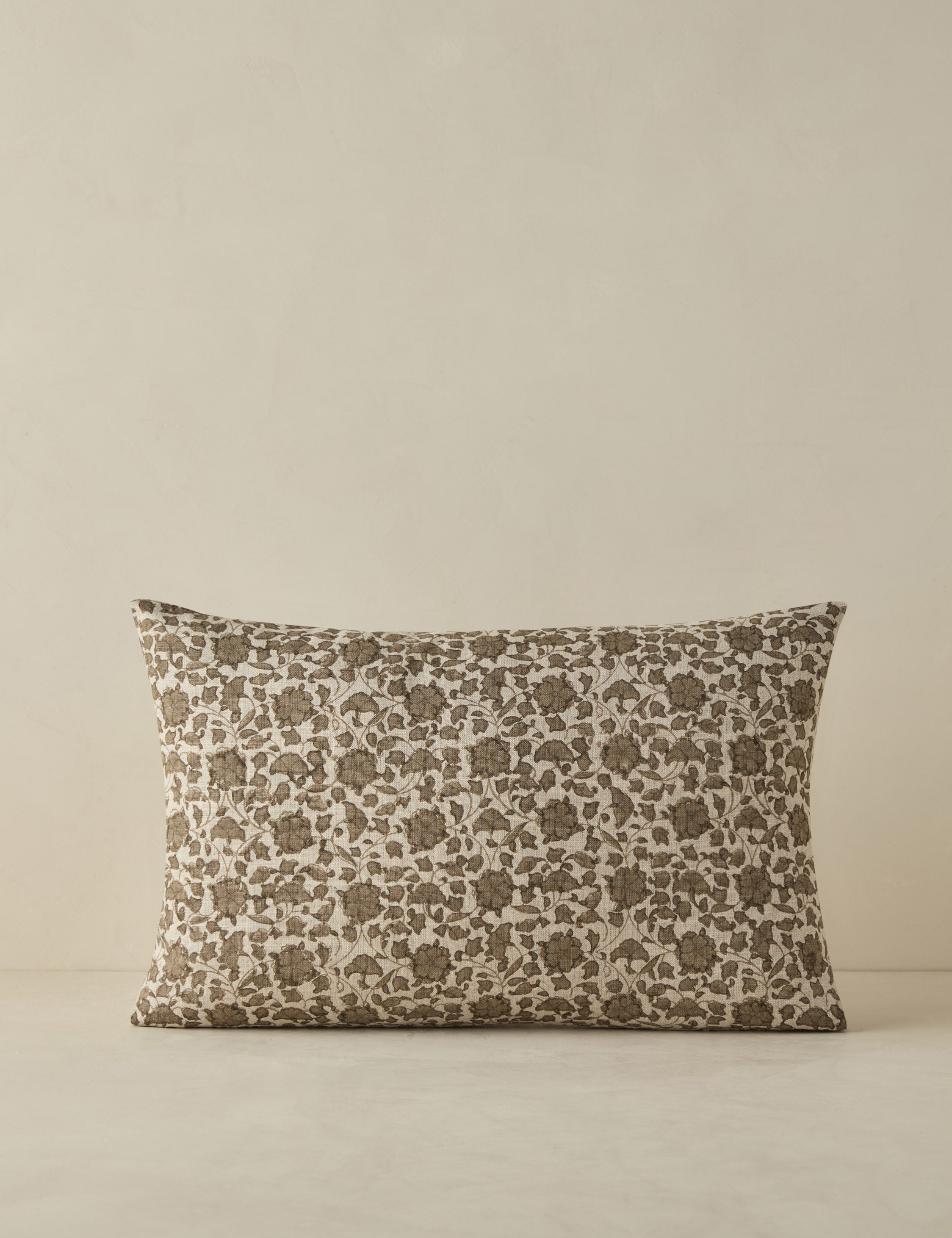 Liora Linen Pillow | Handmade Block Print, Floral Motif