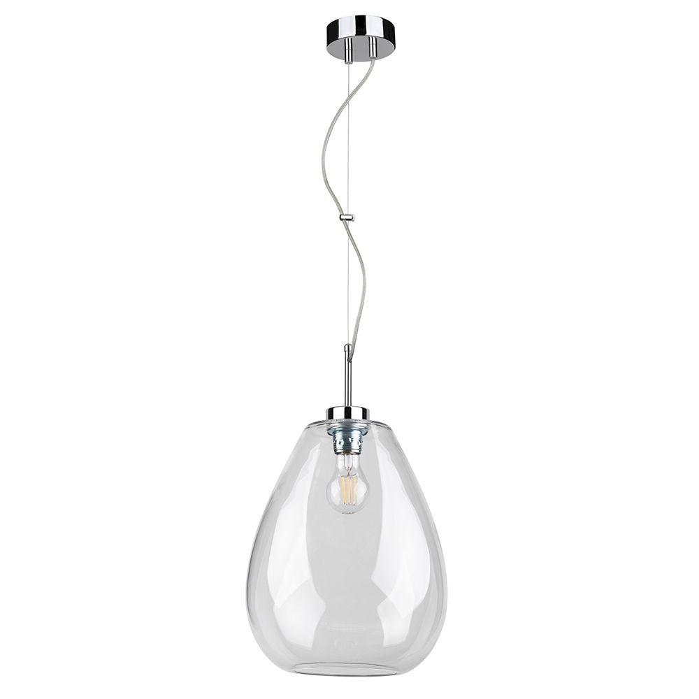 Pira Pendant Light | Chrome Finish, Transparent Design