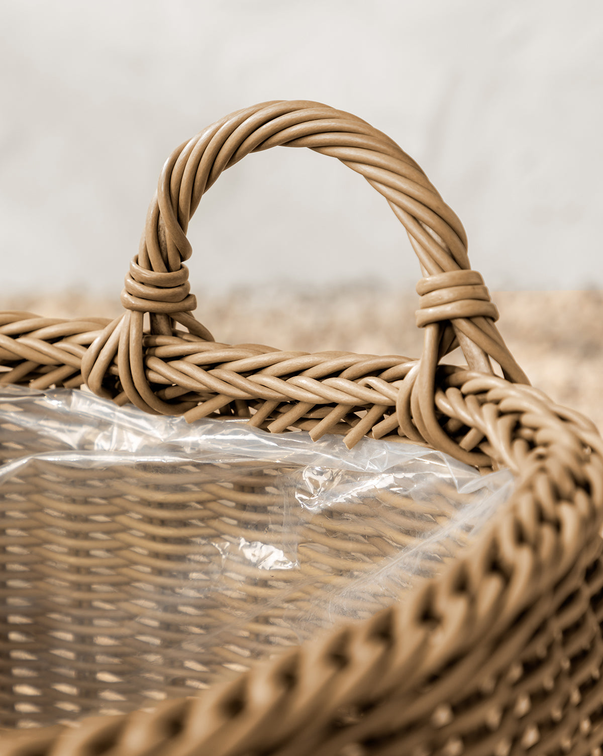 Bela Planter Basket  Lightwash Poly-Rattan with Handles