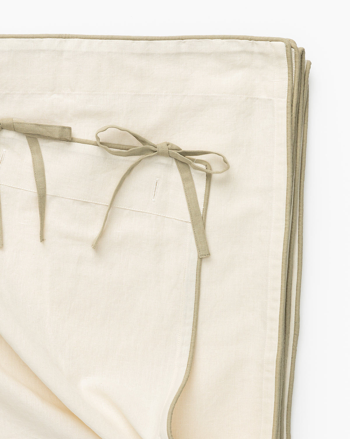 Luna Linen Shower Curtain  Lightweight with Green Border