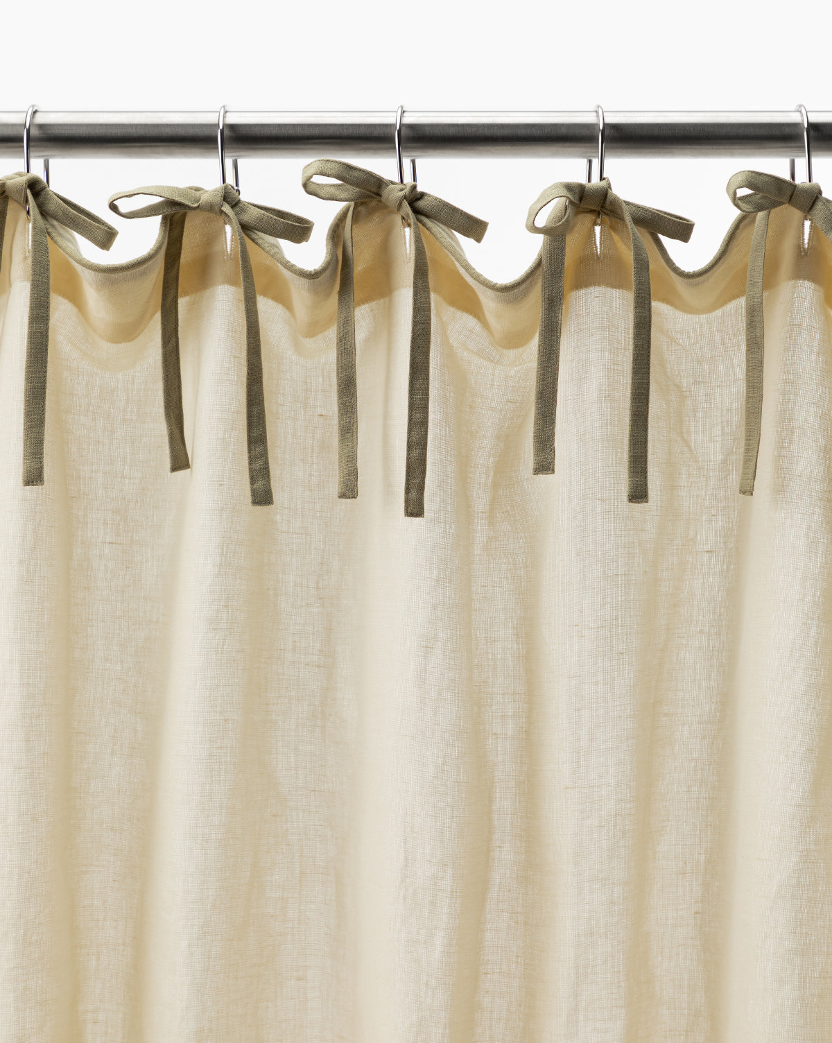 Luna Linen Shower Curtain  Lightweight with Green Border