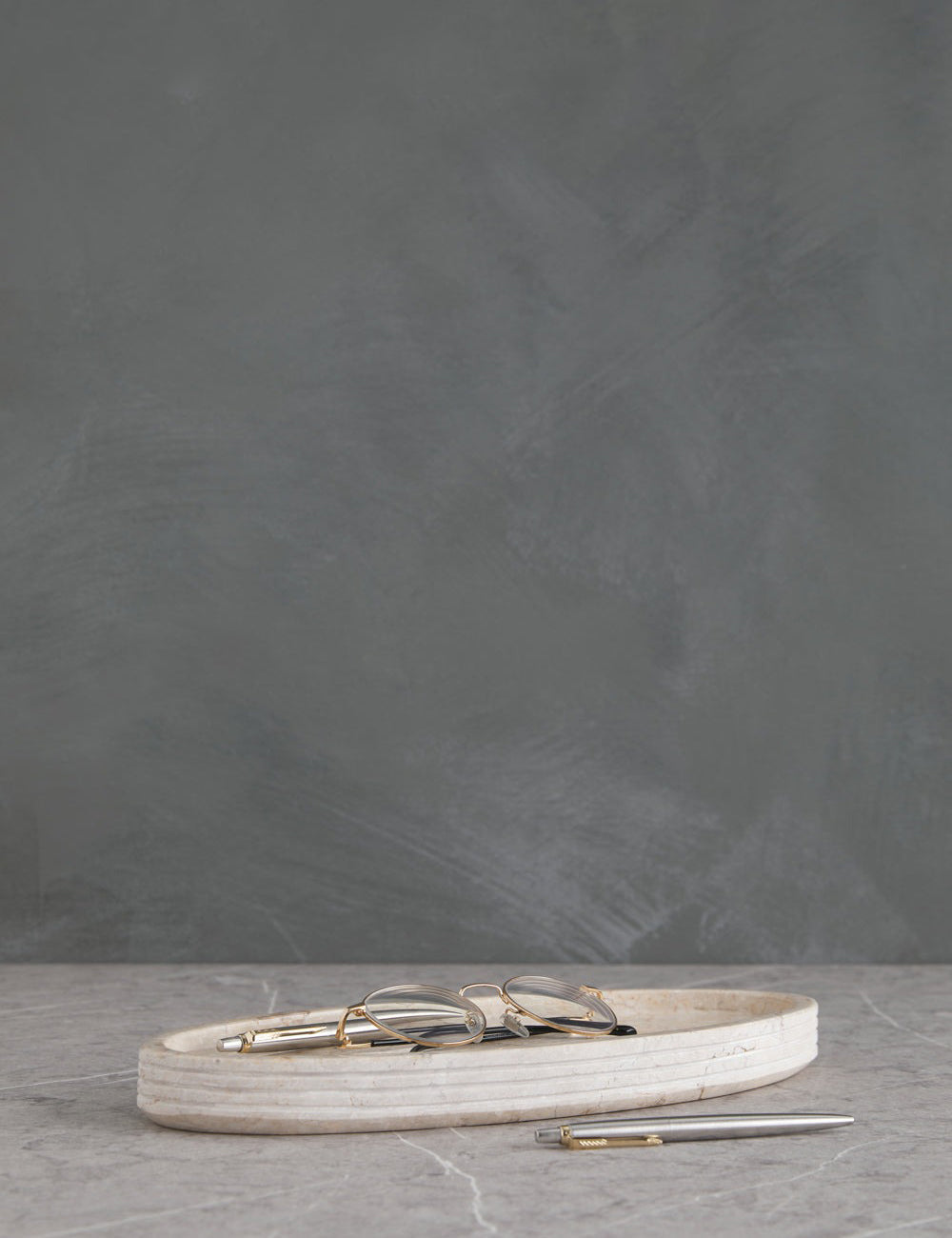 Bela Limestone Bath Accessory | Etched Stone Surface