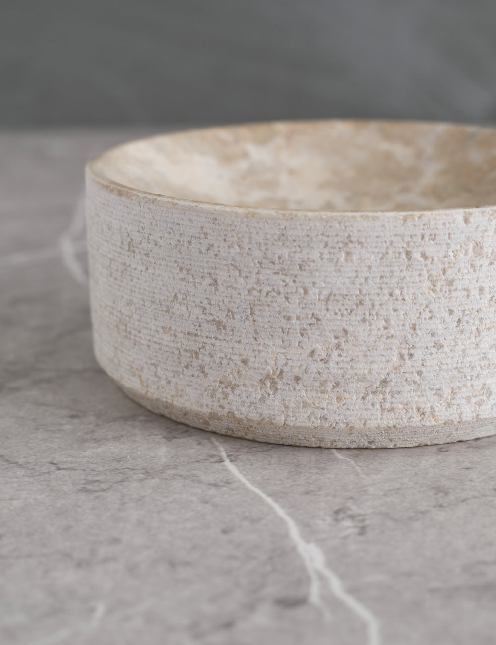 Bela Limestone Bath Accessory | Etched Stone Surface