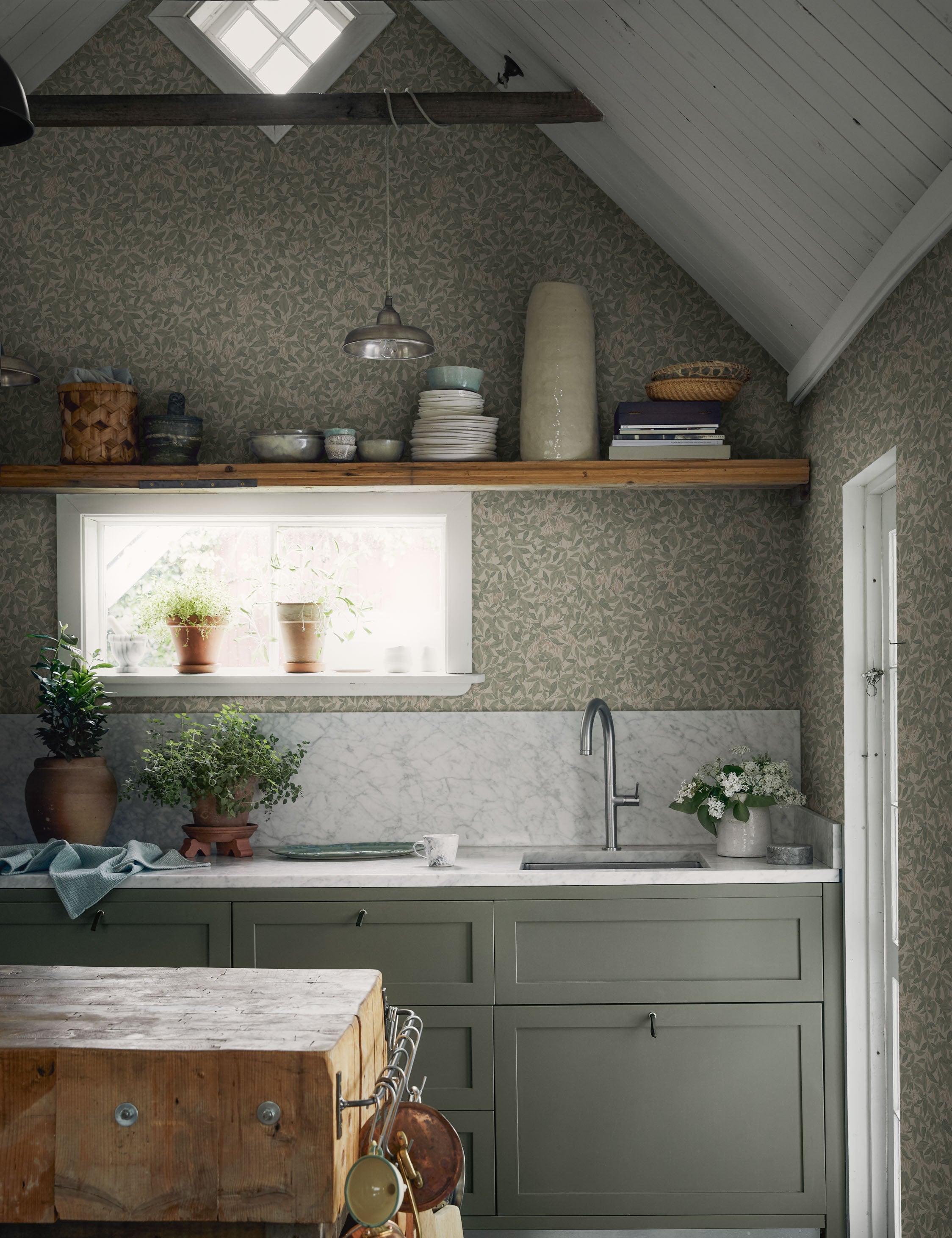 Liora Floral Wallpaper | Clematis & Honeysuckle Design