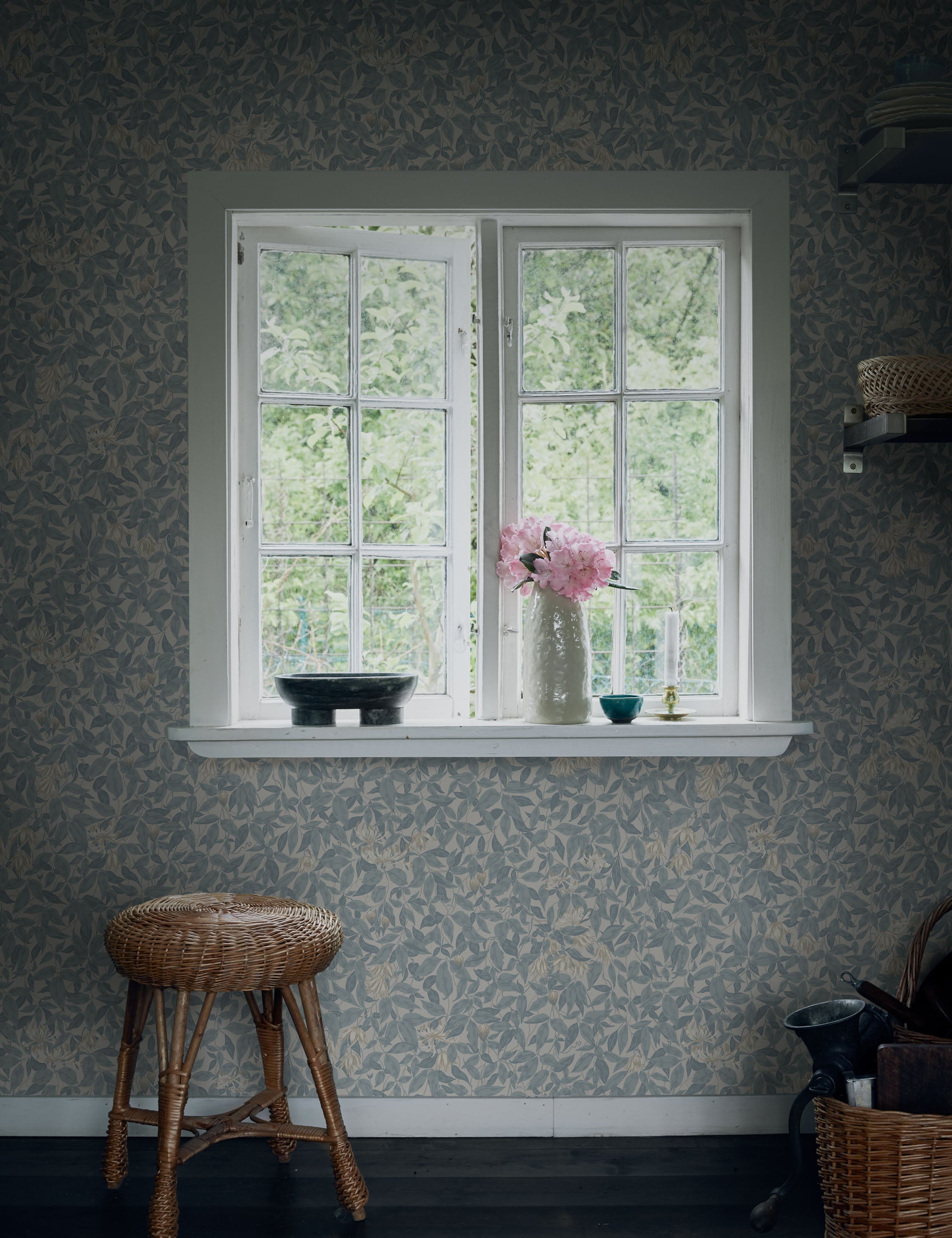Livia Wallpaper | Floral Clematis & Honeysuckle Design