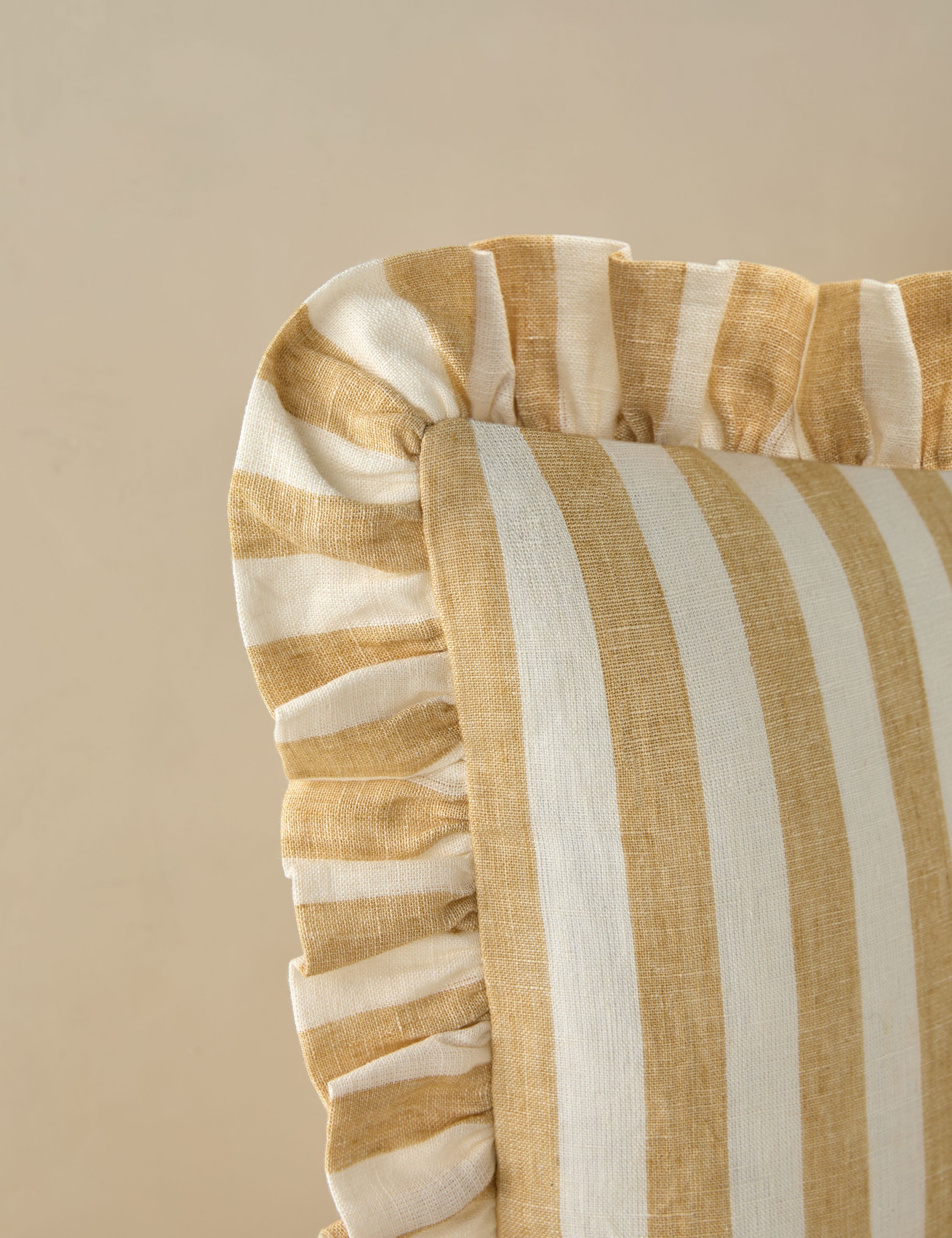 Amara Ruffle Pillow | Linen, Striped Design