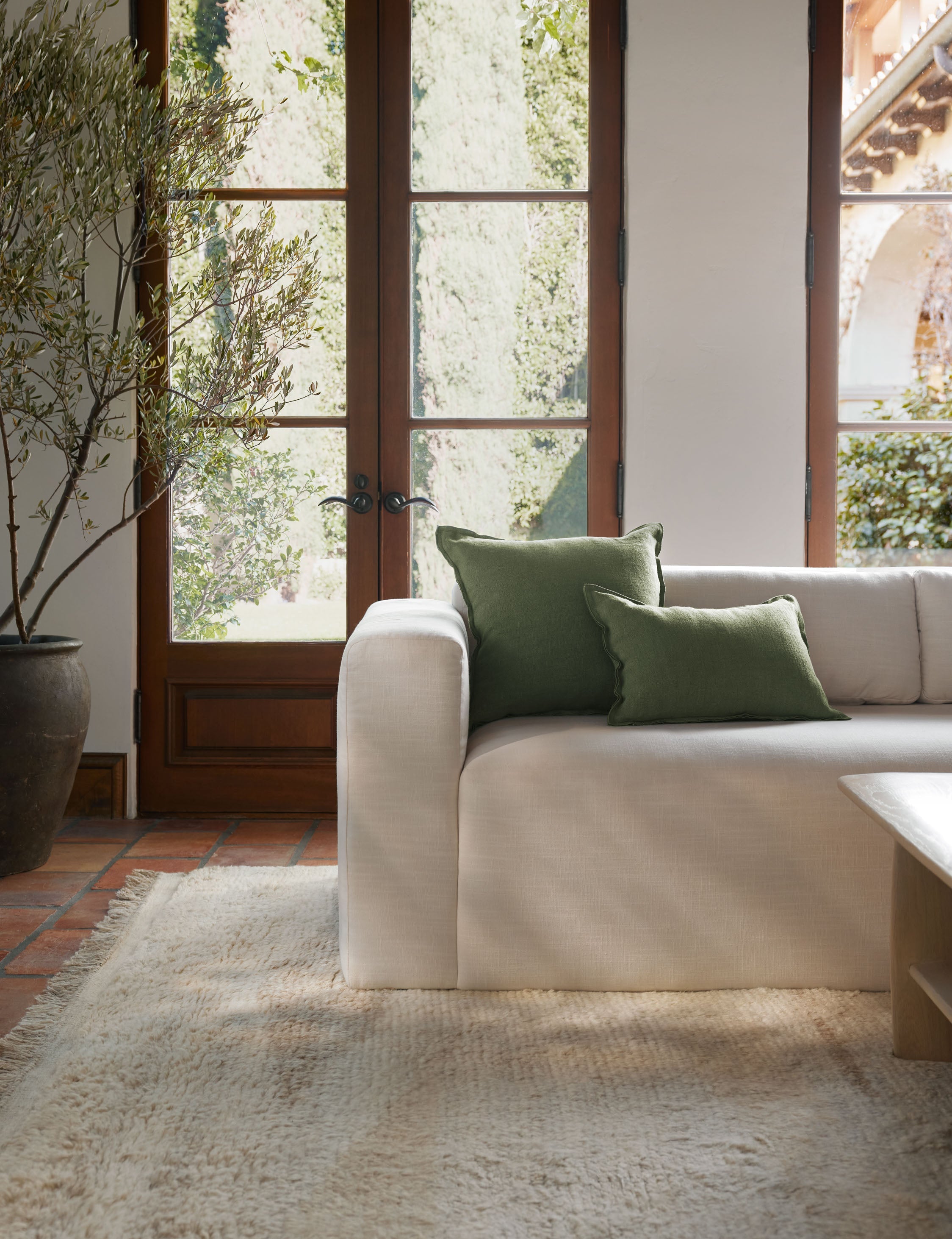 Luna Linen Lumbar Pillow | Superior-Quality Flax, Tonal Stitch Detail