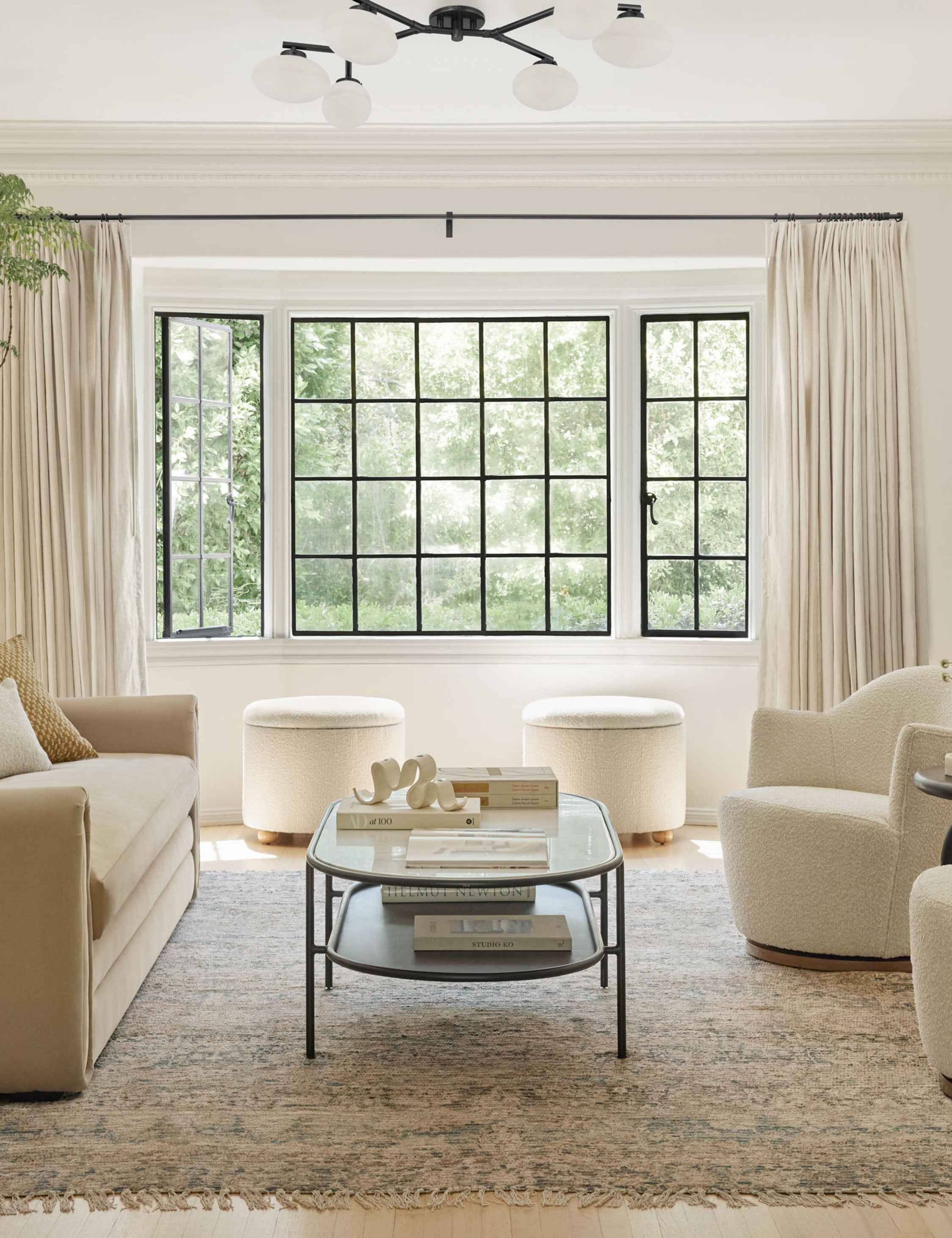 Solaire Semi-Flush Mount Light | Six Opal Glass Shades, Modern Design