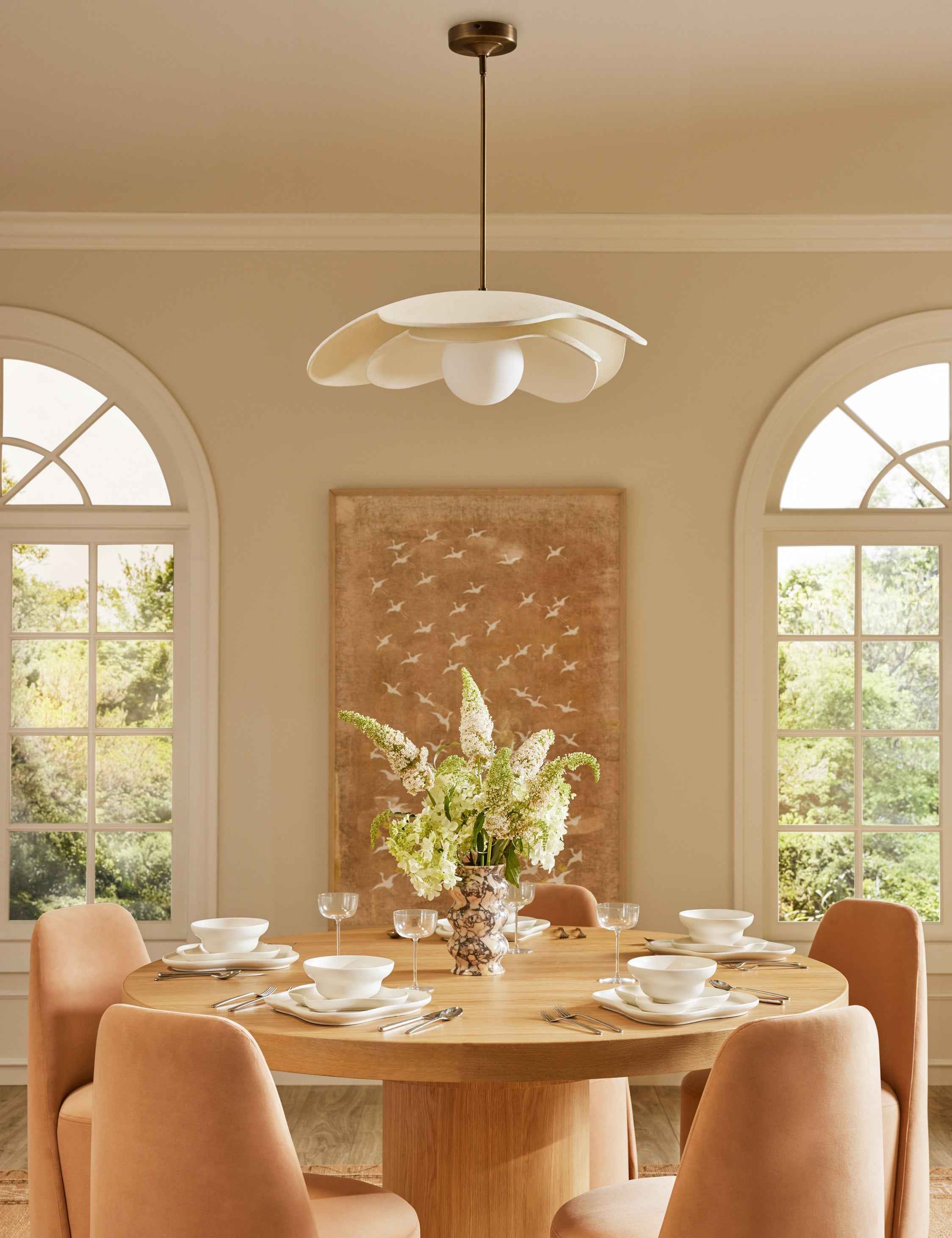 Luna Soft Petal Pendant Light | Matte White, Floral-Inspired Design